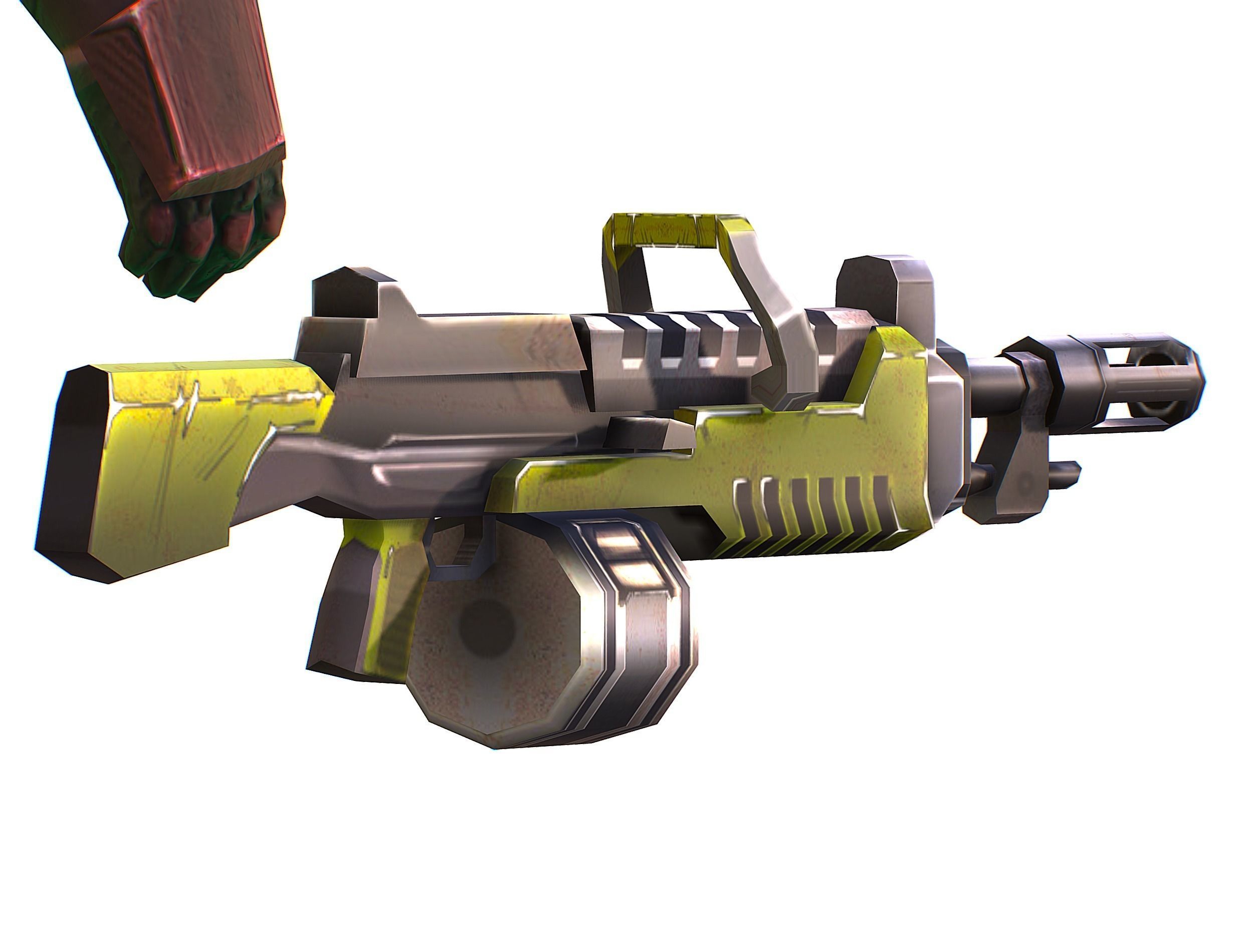 Male Cyborg Machine Gun Man with Automatic Rifle and Pistol Low-poly 3D model_43