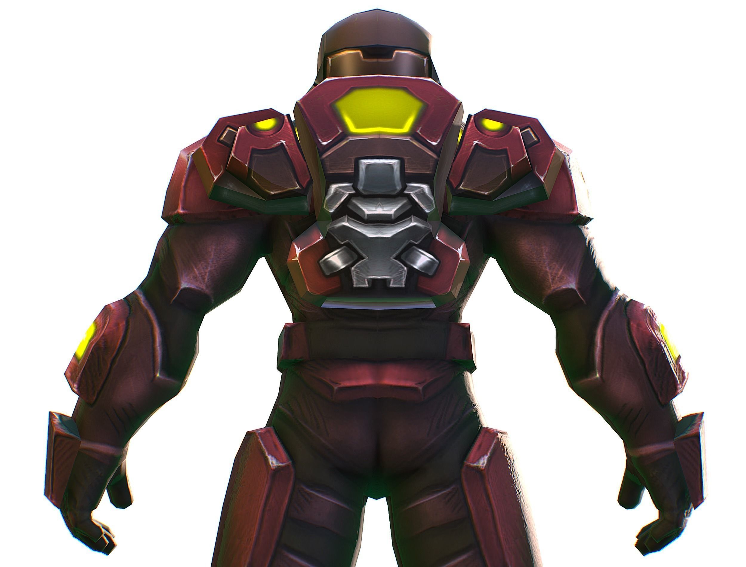 Male Cyborg Machine Gun Man with Automatic Rifle and Pistol Low-poly 3D model_28