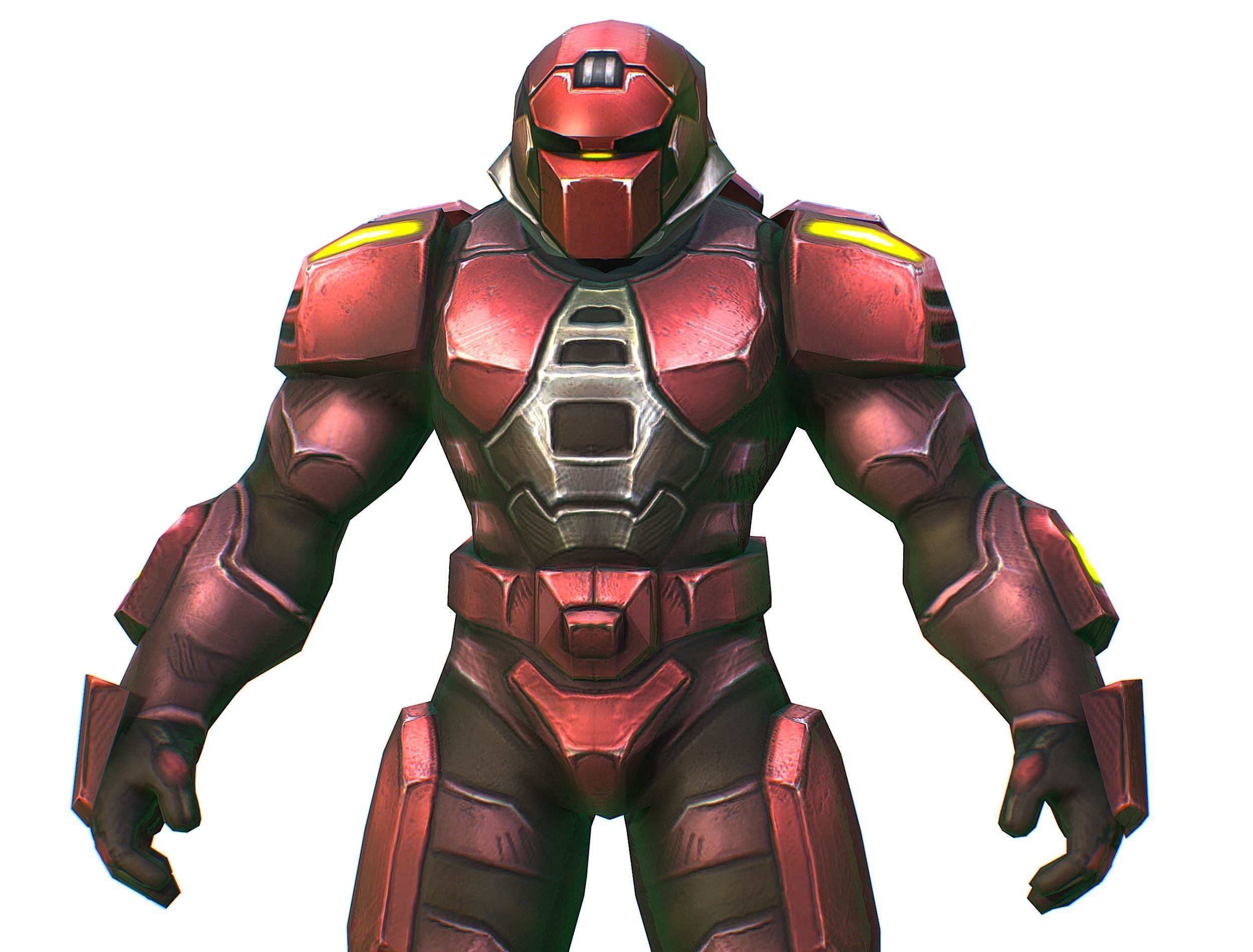 Male Cyborg Machine Gun Man with Automatic Rifle and Pistol Low-poly 3D model_25