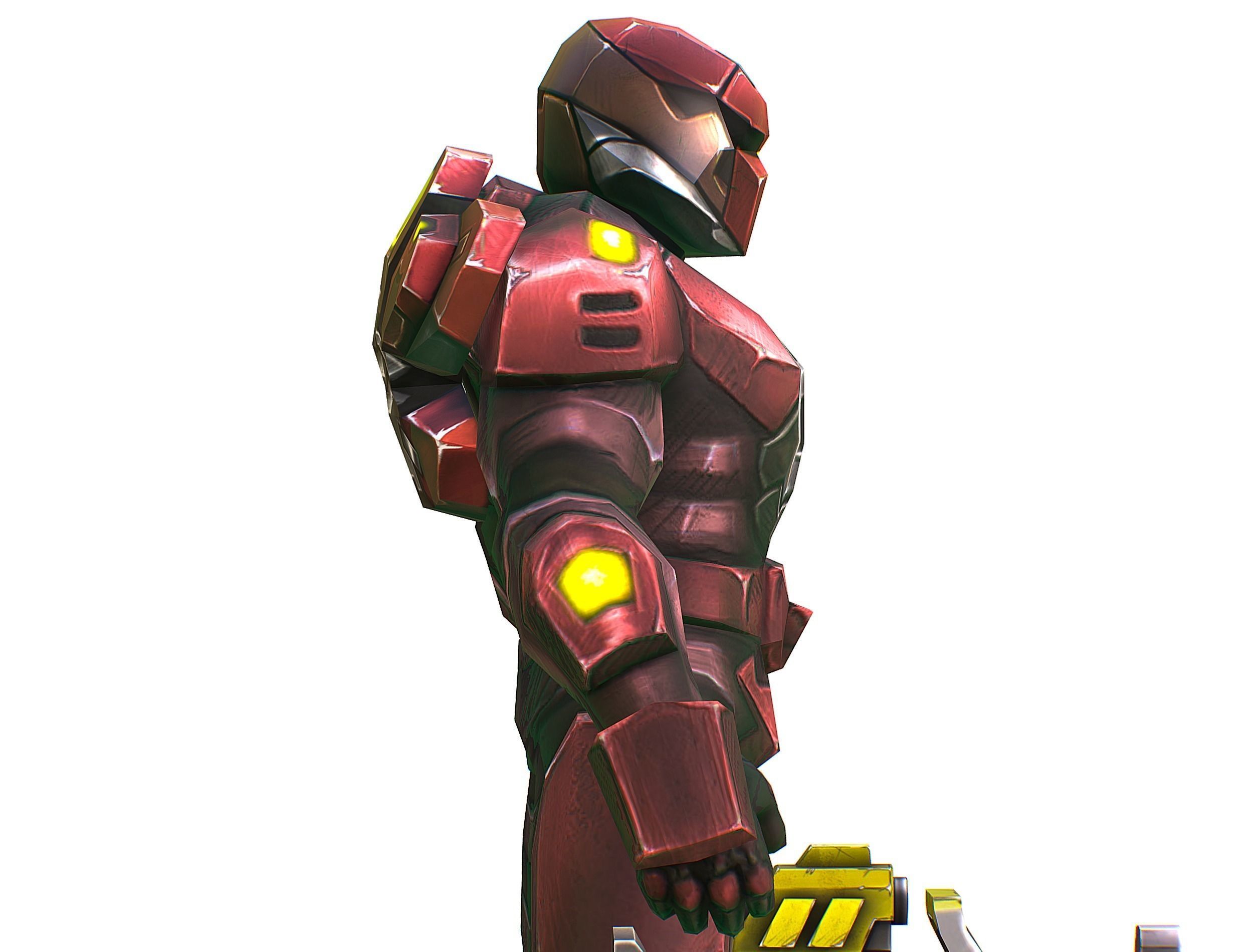 Male Cyborg Machine Gun Man with Automatic Rifle and Pistol Low-poly 3D model_31