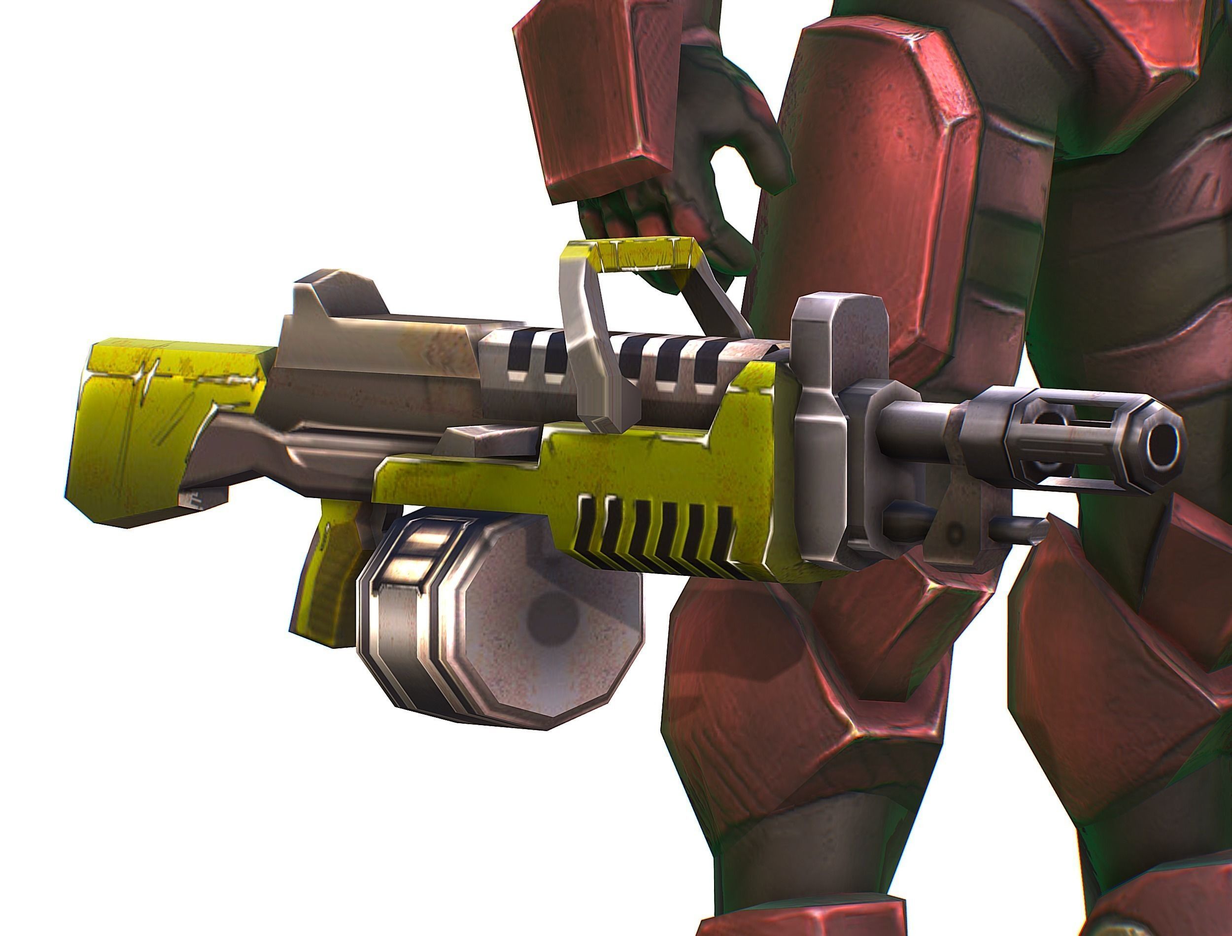 Male Cyborg Machine Gun Man with Automatic Rifle and Pistol Low-poly 3D model_40