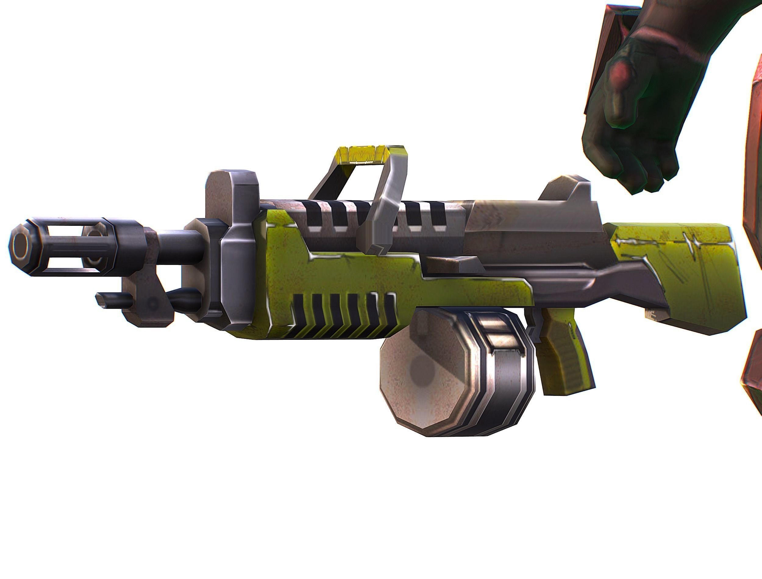 Male Cyborg Machine Gun Man with Automatic Rifle and Pistol Low-poly 3D model_48