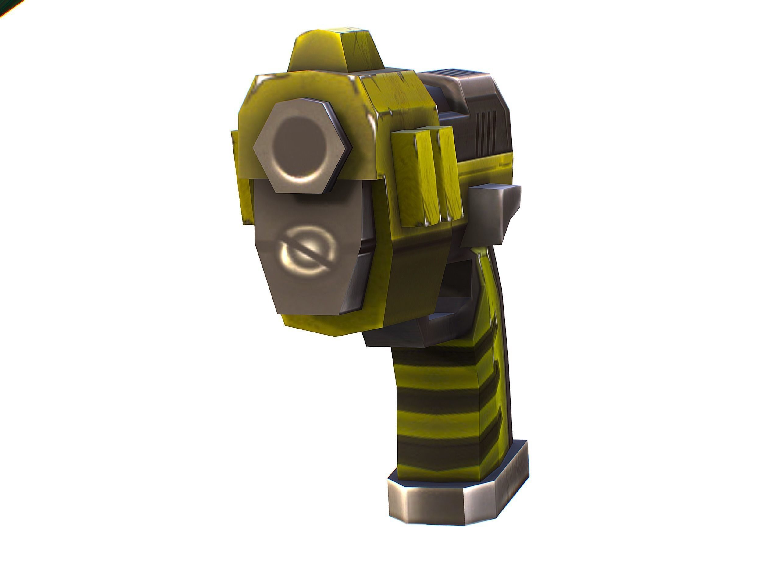 Male Cyborg Machine Gun Man with Automatic Rifle and Pistol Low-poly 3D model_61