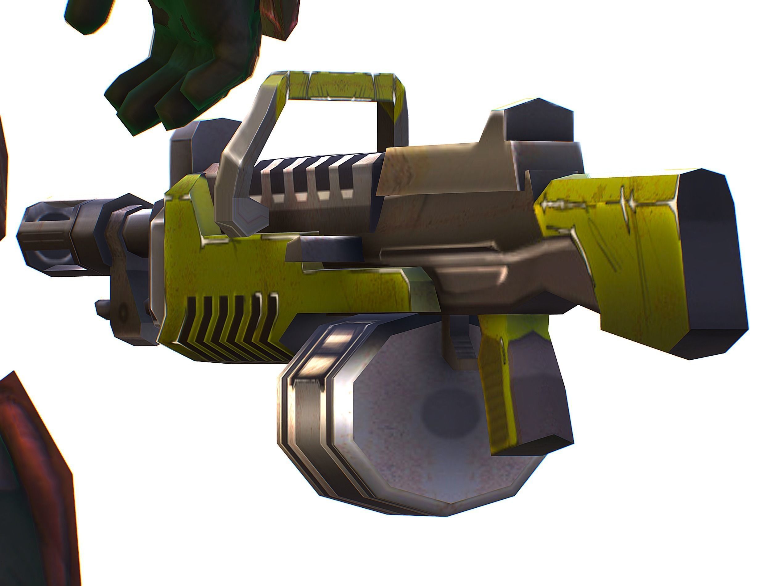 Male Cyborg Machine Gun Man with Automatic Rifle and Pistol Low-poly 3D model_47