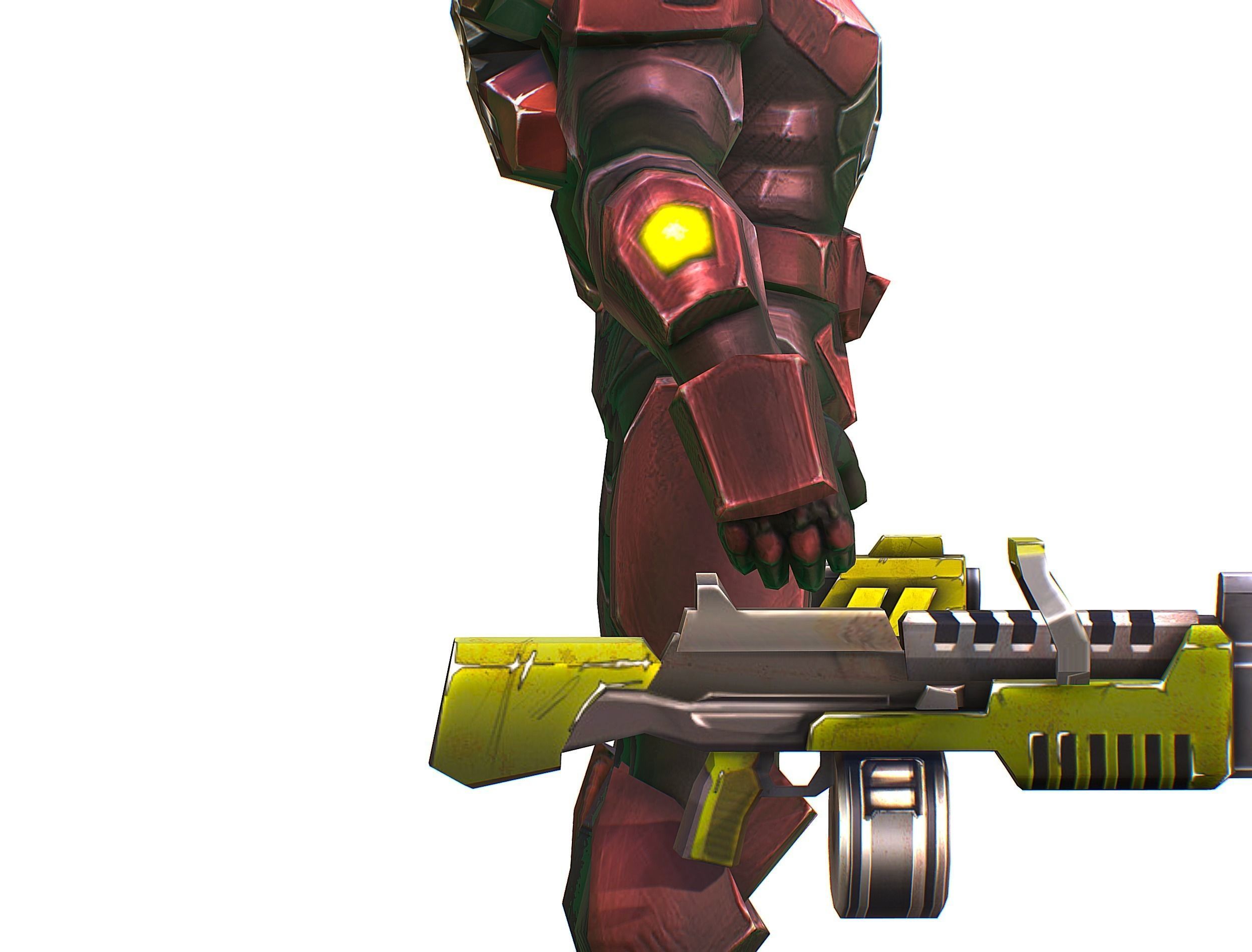 Male Cyborg Machine Gun Man with Automatic Rifle and Pistol Low-poly 3D model_32