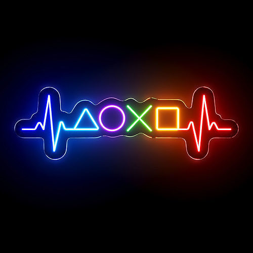 Gamer Heartbeat Neon Sign 3D model