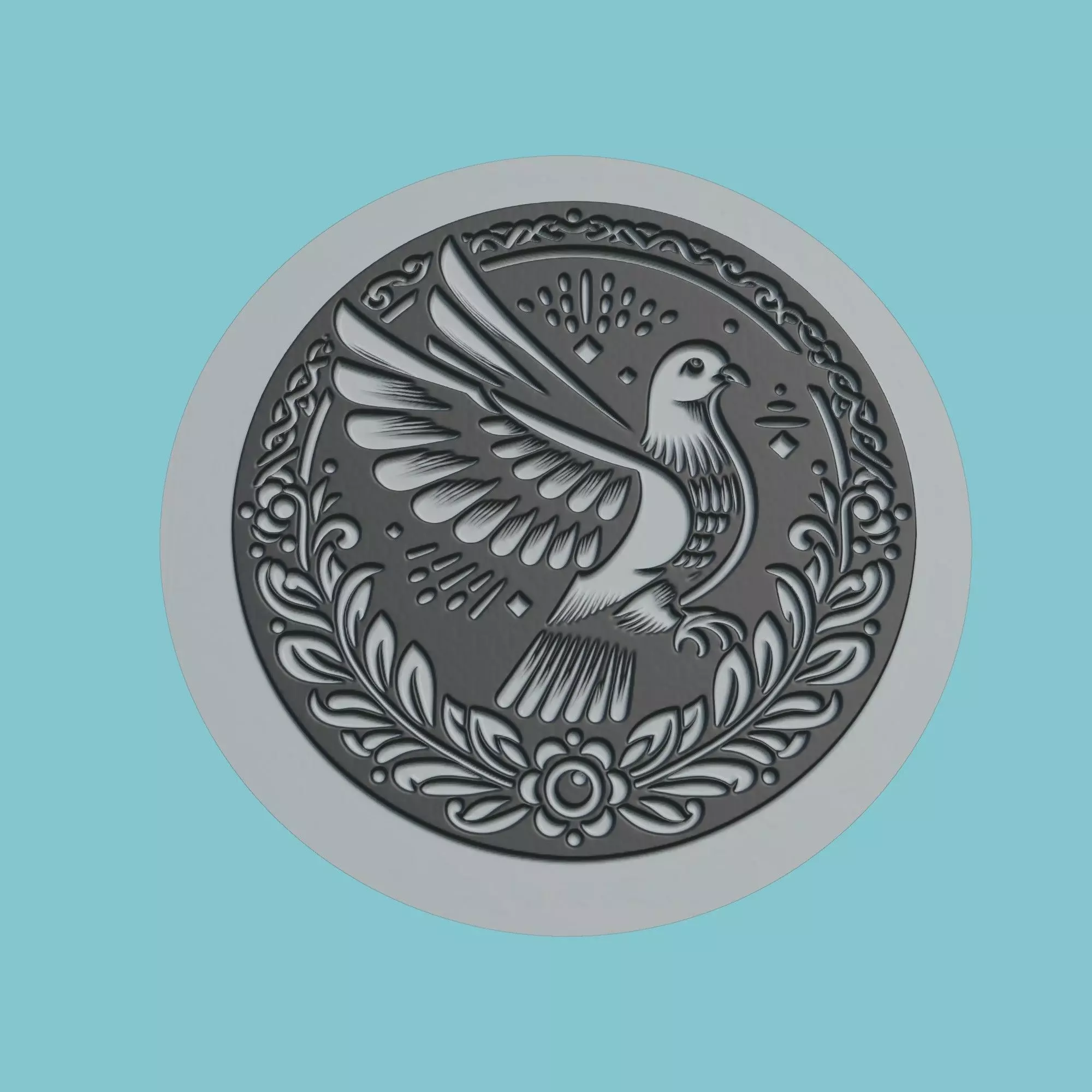 Pigeon Animal Medallion Pigeon Print Model 3D print model_0