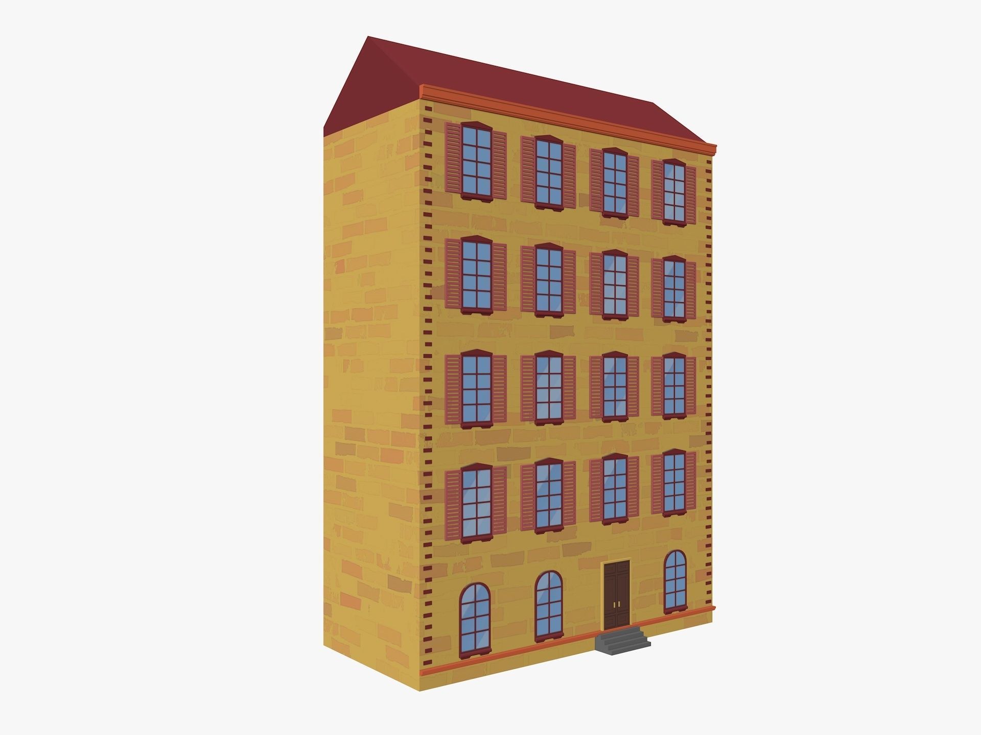 Cartoon Building 3 Low-poly 3D model_1