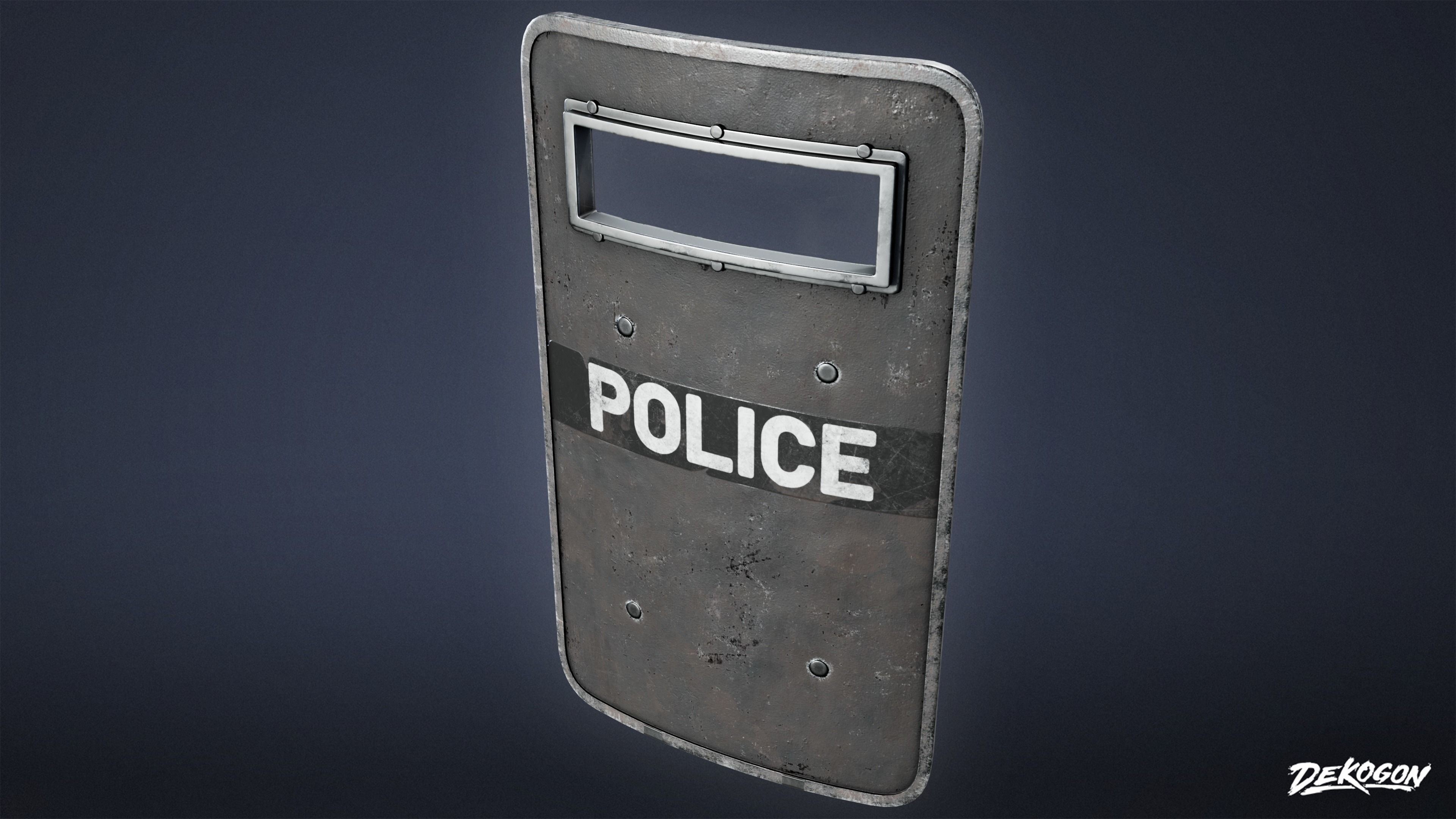 BANK HEIST - Swat Shield 01 - LOW POLY Low-poly 3D model_5