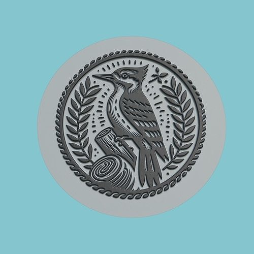 Woodpecker Animal Medallion Woodpecker Print Model 3D print model