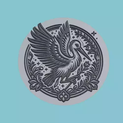 Stork Animal Medallion Stork Print Model