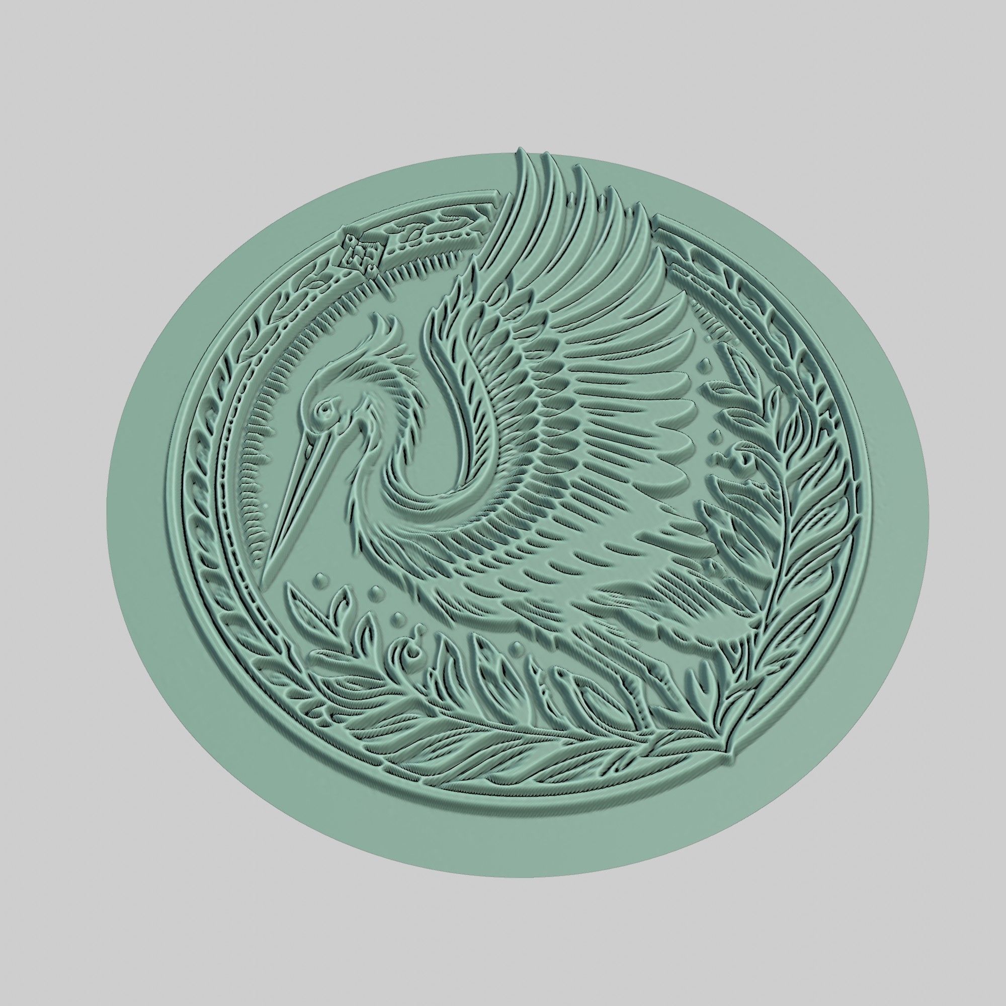 Stork Animal Medallion Stork Print Model 3D print model_3