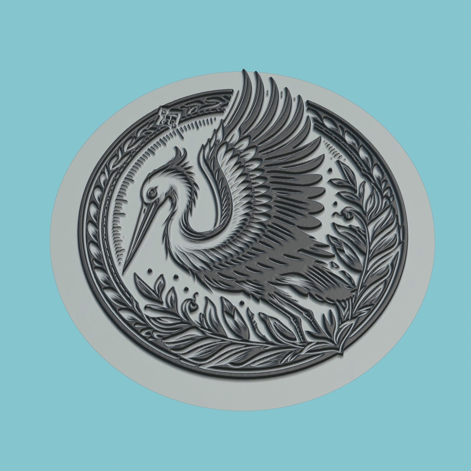 Stork Animal Medallion Stork Print Model 3D print model_1