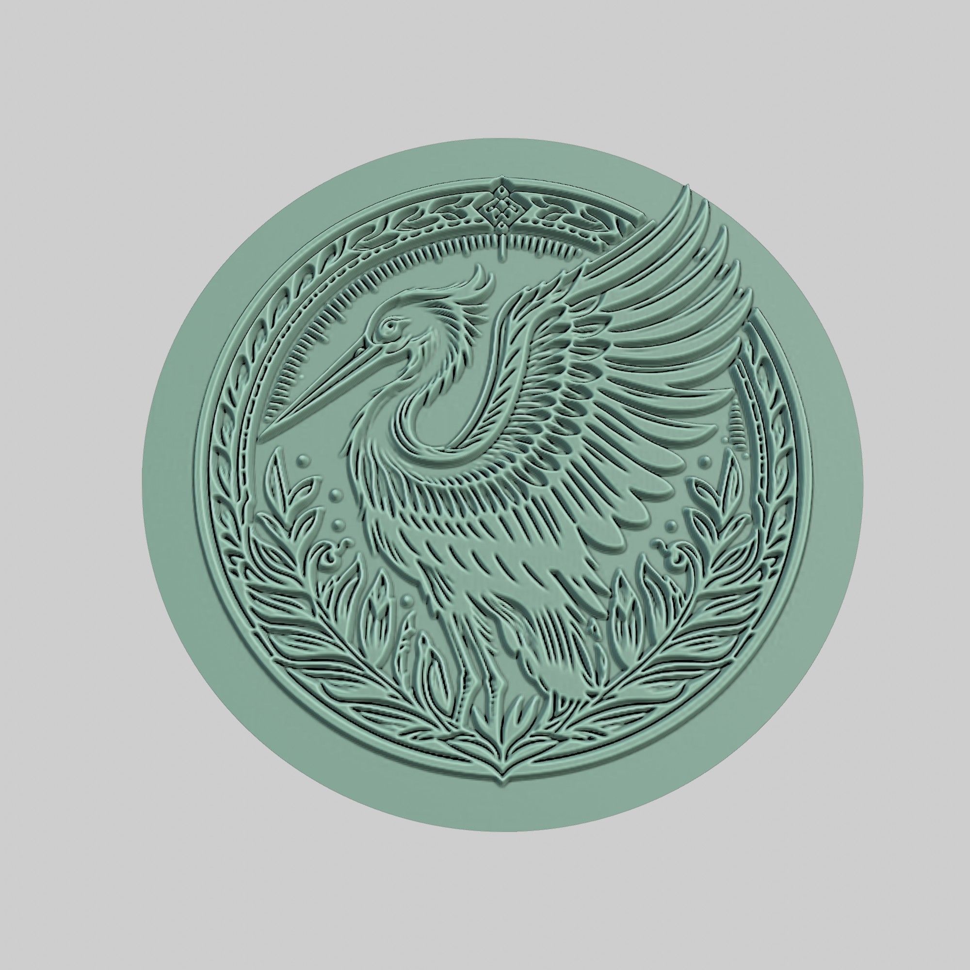 Stork Animal Medallion Stork Print Model 3D print model_2