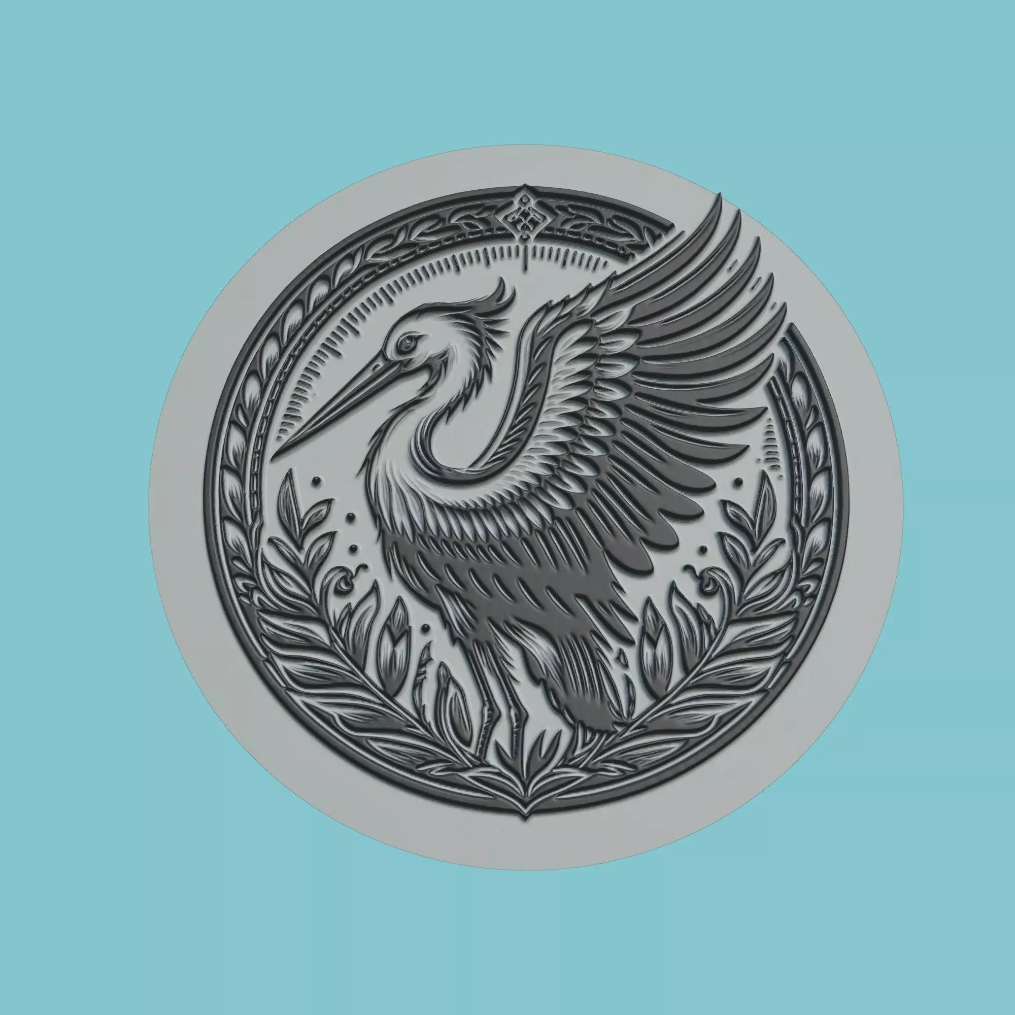 Stork Animal Medallion Stork Print Model 3D print model_0