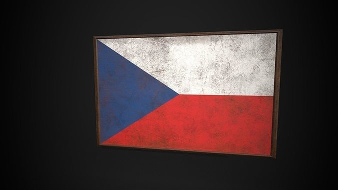 Old Picture Frame With Czechoslovakia Flag - Game Ready PBR Low-poly 3D model