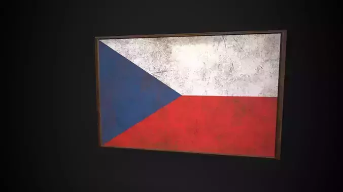 Old Picture Frame With Czechoslovakia Flag - Game Ready PBR