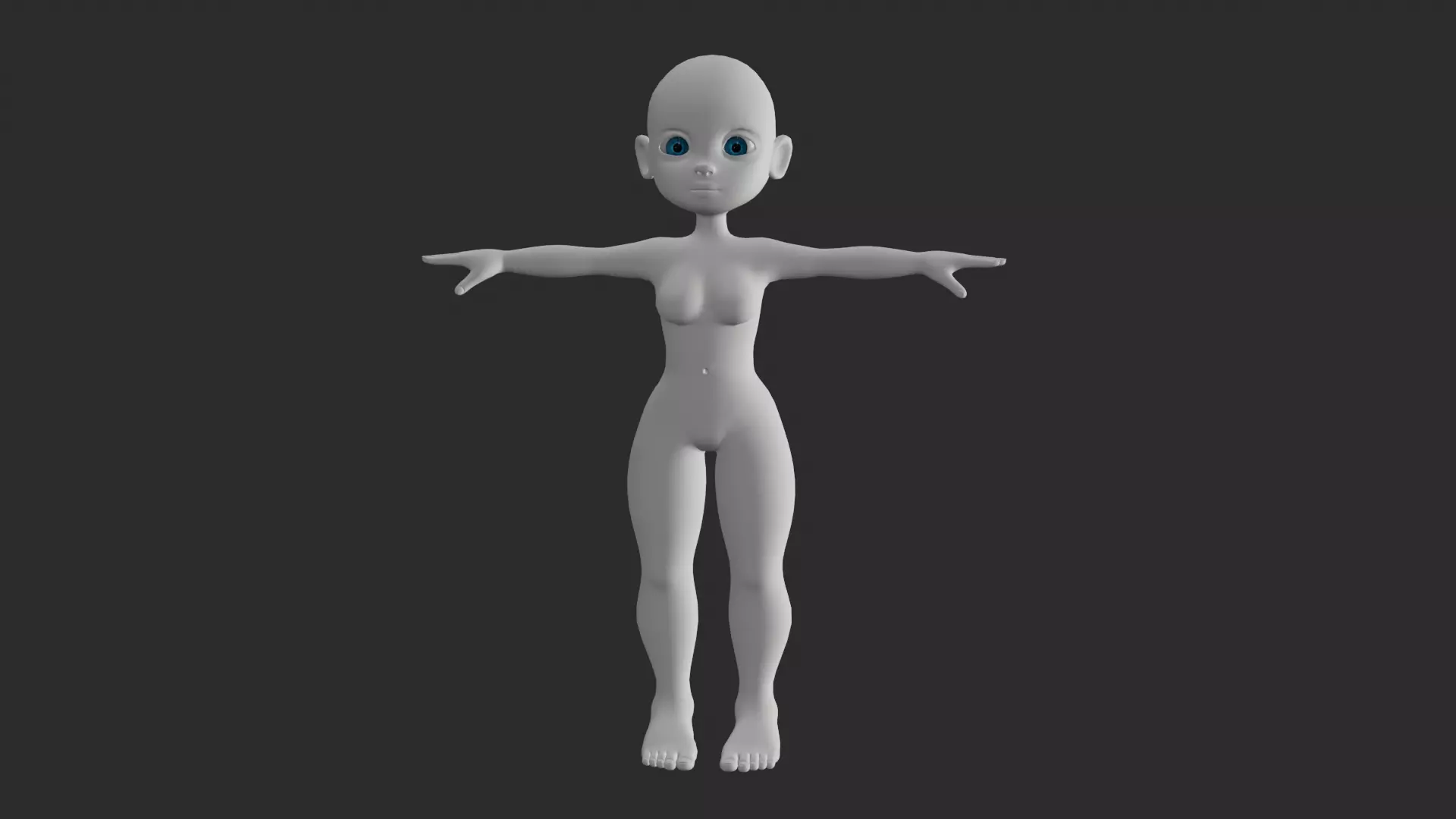 Cute girl base mesh Low-poly 3D model