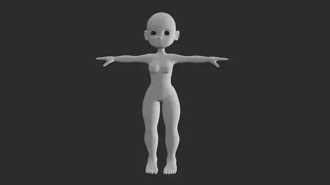 Cute girl base mesh  Low-poly 3D model