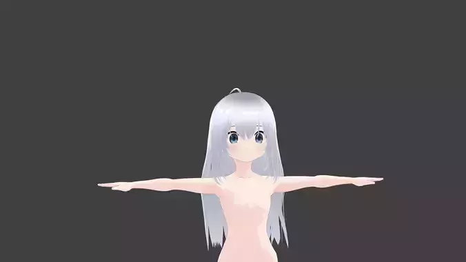 T pose rigged model - Chino Kafu anime girl 3D model