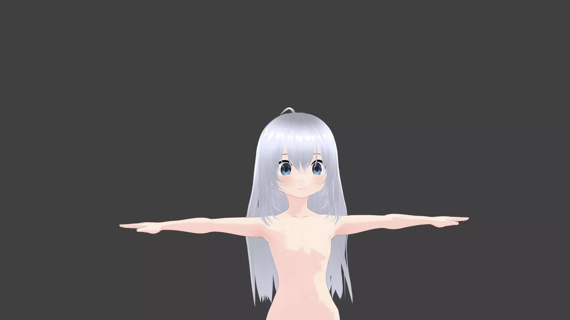 T pose rigged model - Chino Kafu anime girl 3D model Low-poly 3D model_0