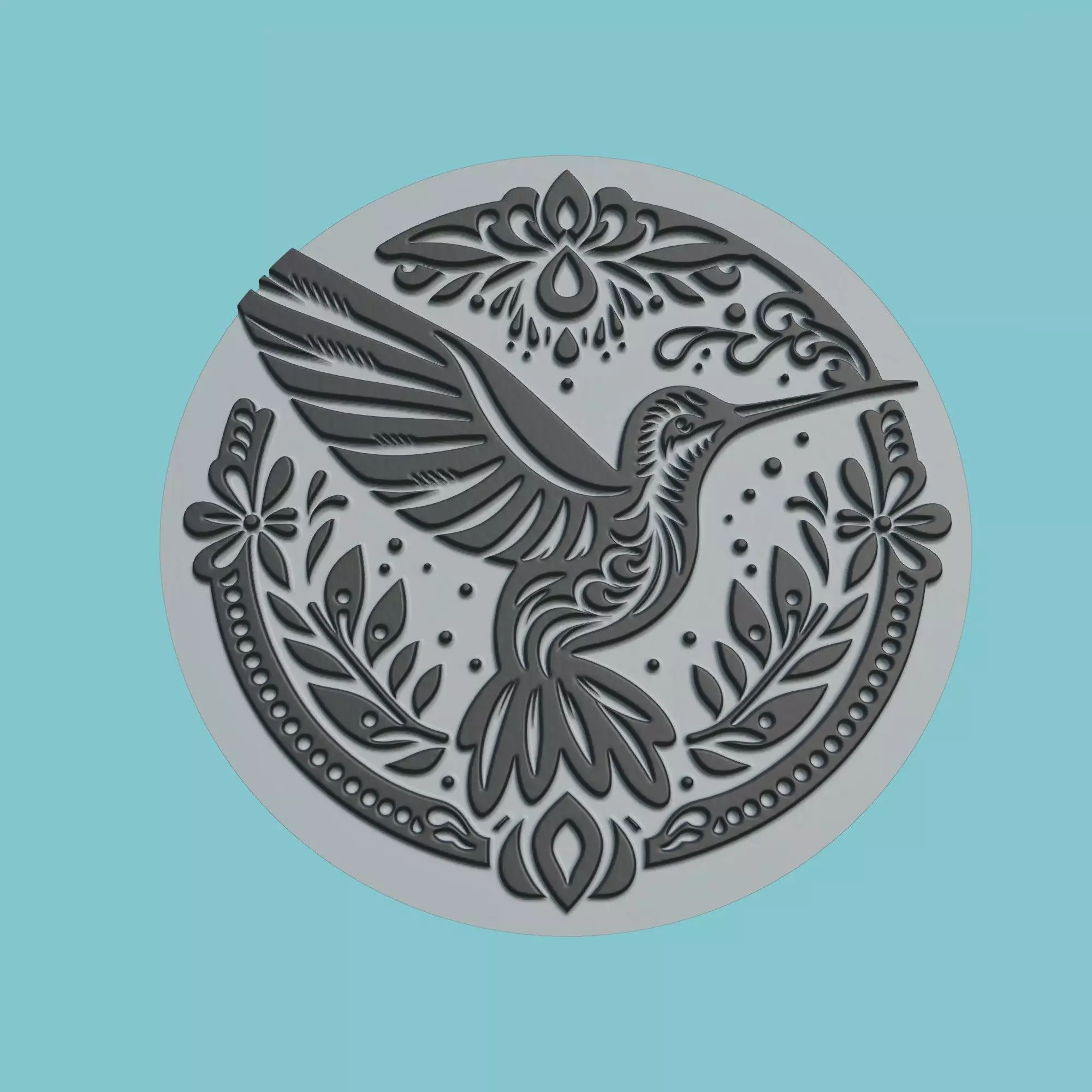 Hummingbird Animal Medallion Hummingbird Print Model 3D print model_0