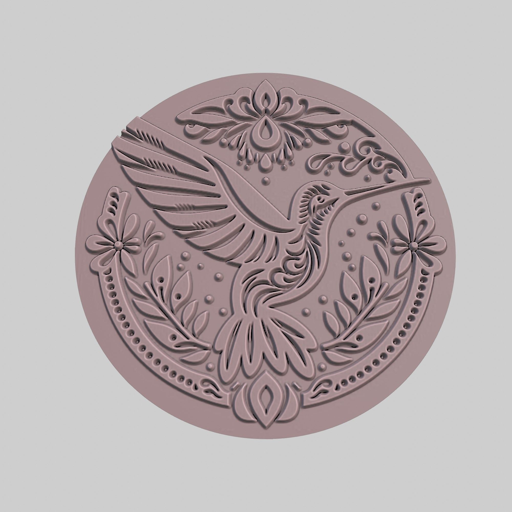 Hummingbird Animal Medallion Hummingbird Print Model 3D print model_2