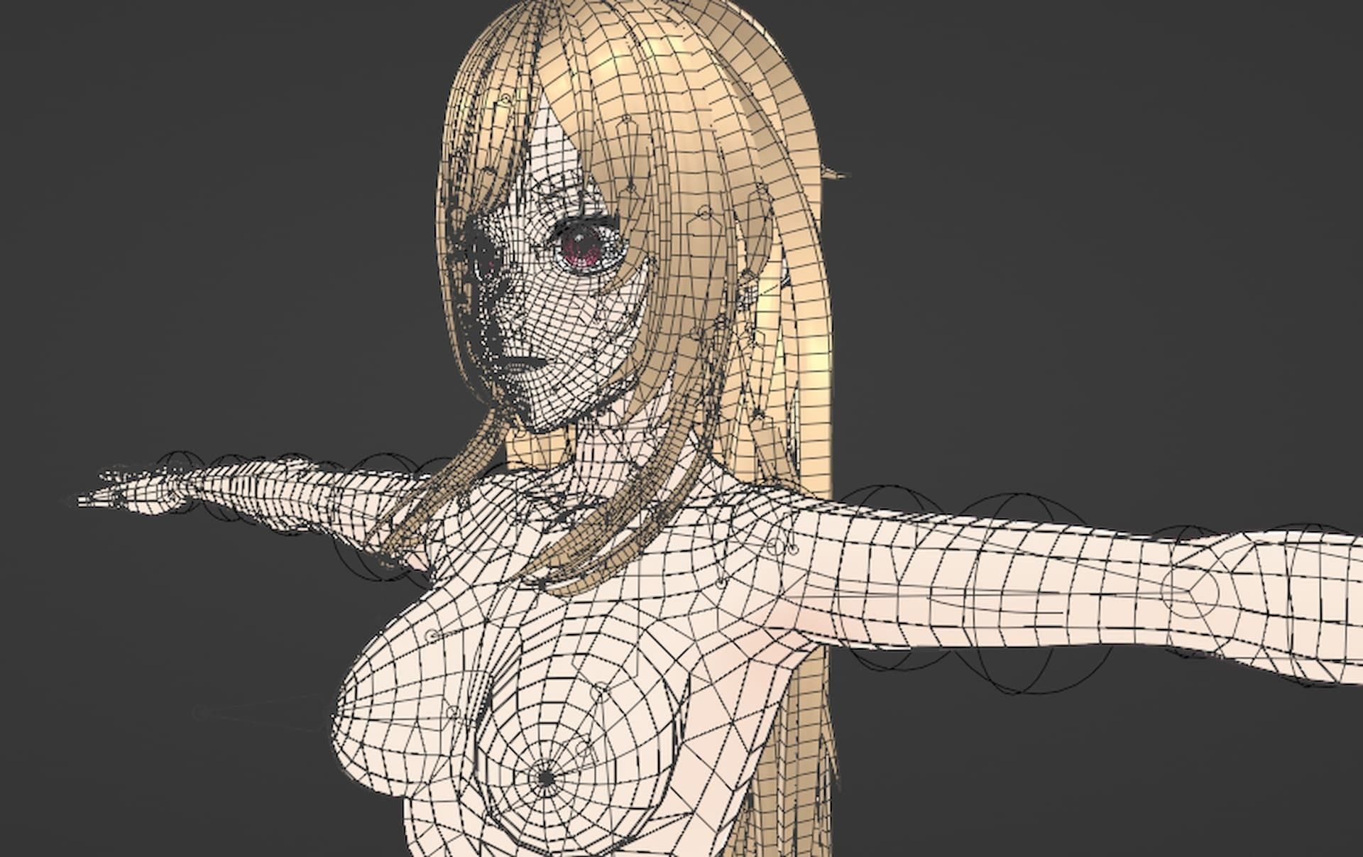 T pose rigged model - Kitagawa Marin anime girl 3D model Low-poly 3D model_1