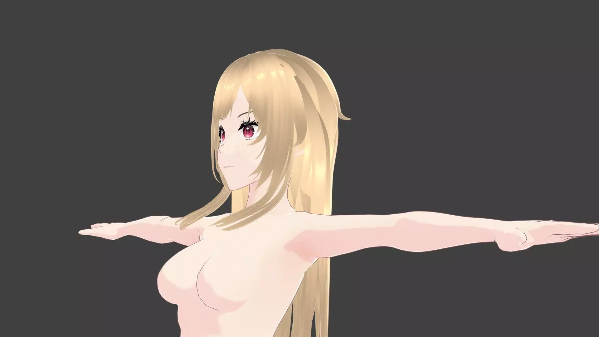 T pose rigged model - Kitagawa Marin anime girl 3D model Low-poly 3D model_0
