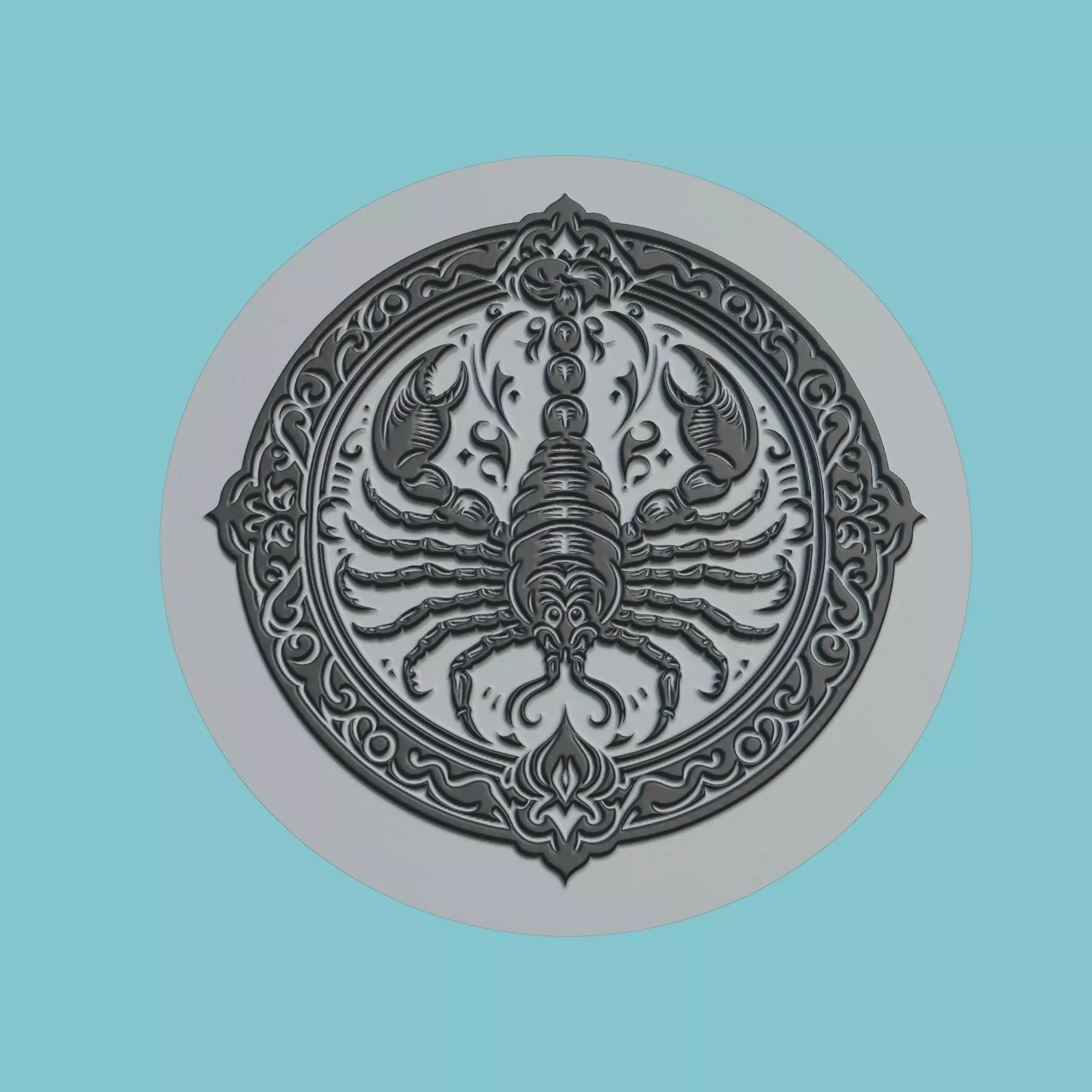 Scorpion Animal Medallion Scorpion Print Model 3D print model_0