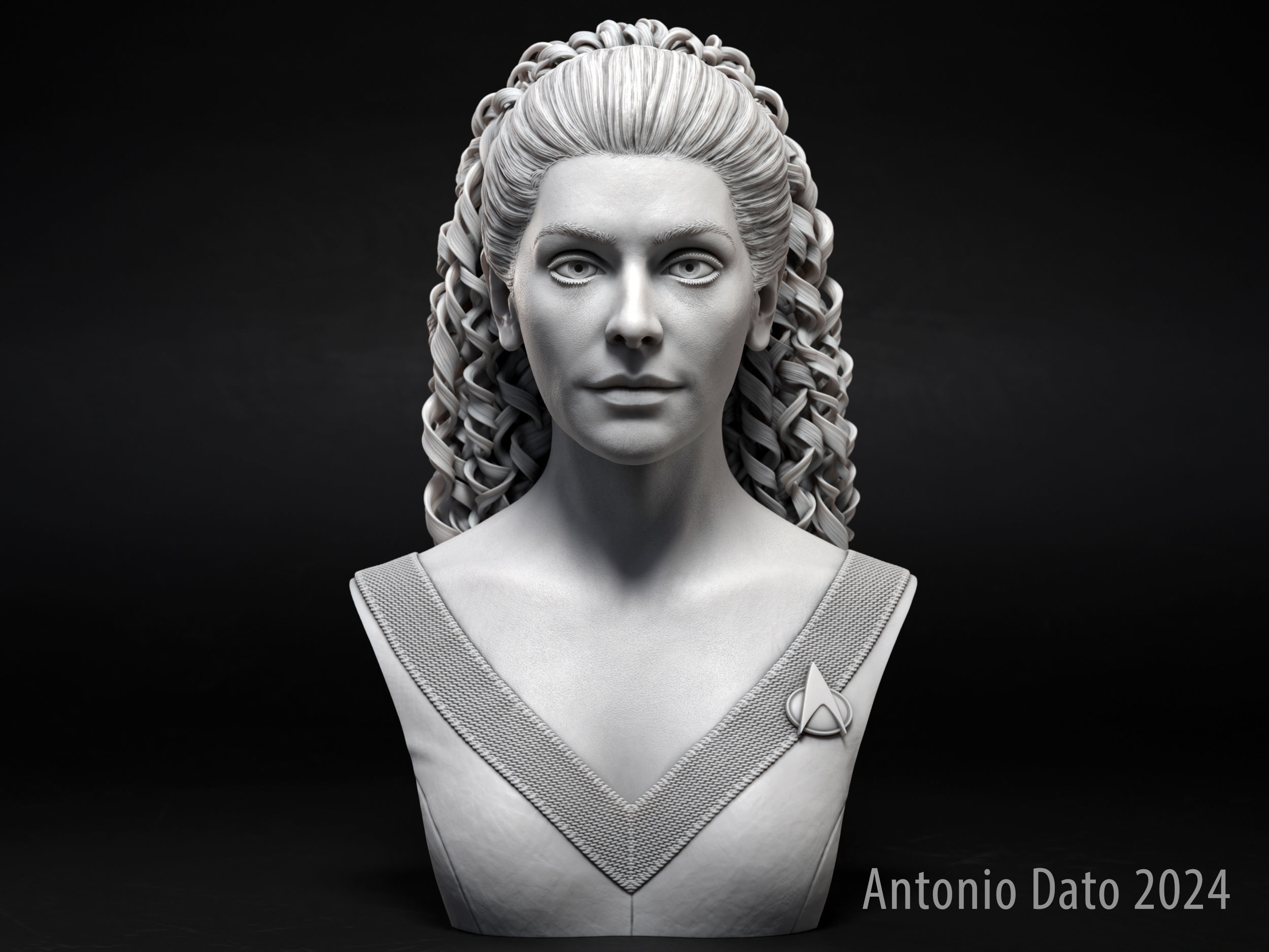 Marina Sirtis as Deanna Troi Bust Printable 3D Model 3D print model_6