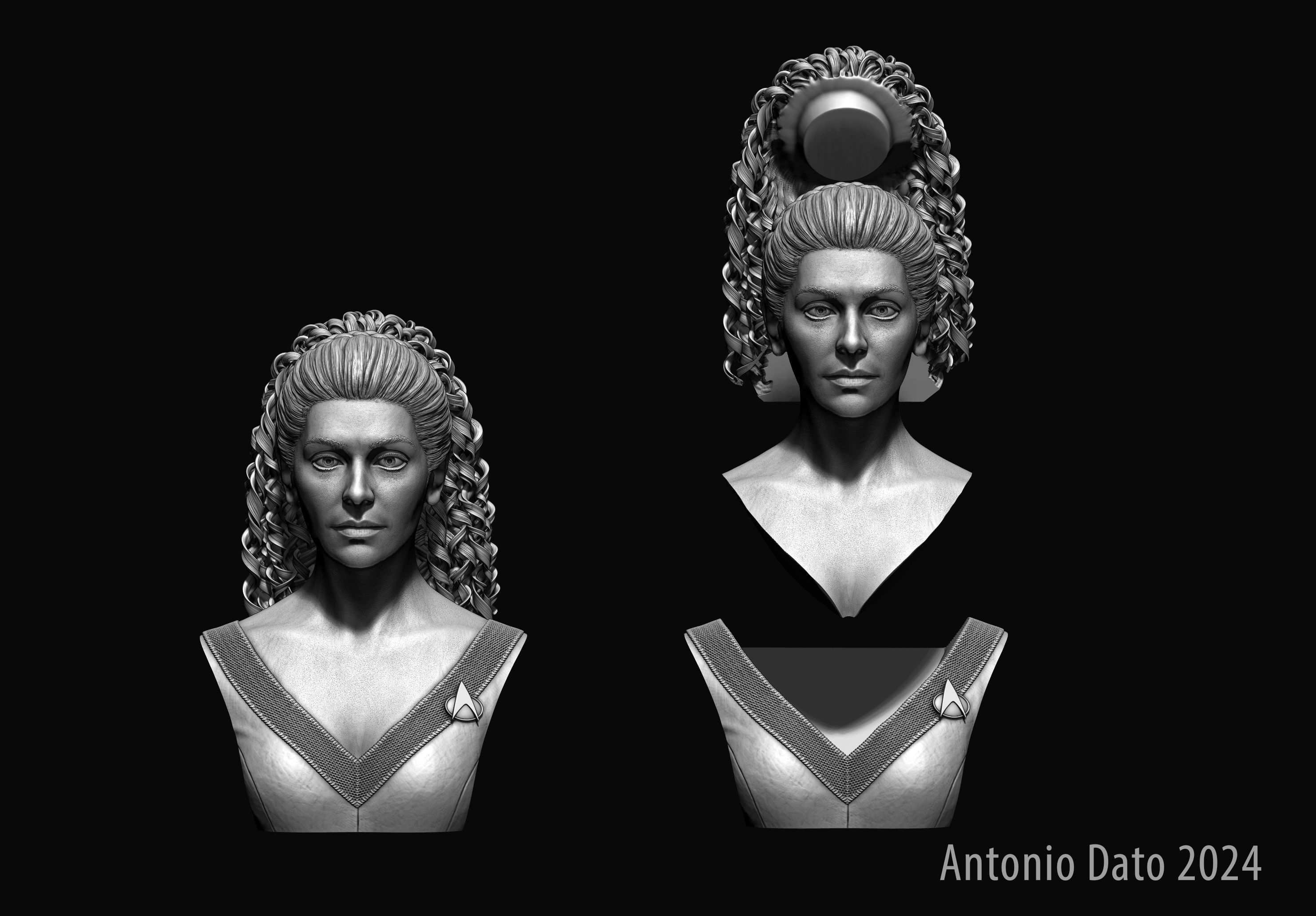 Marina Sirtis as Deanna Troi Bust Printable 3D Model 3D print model_12