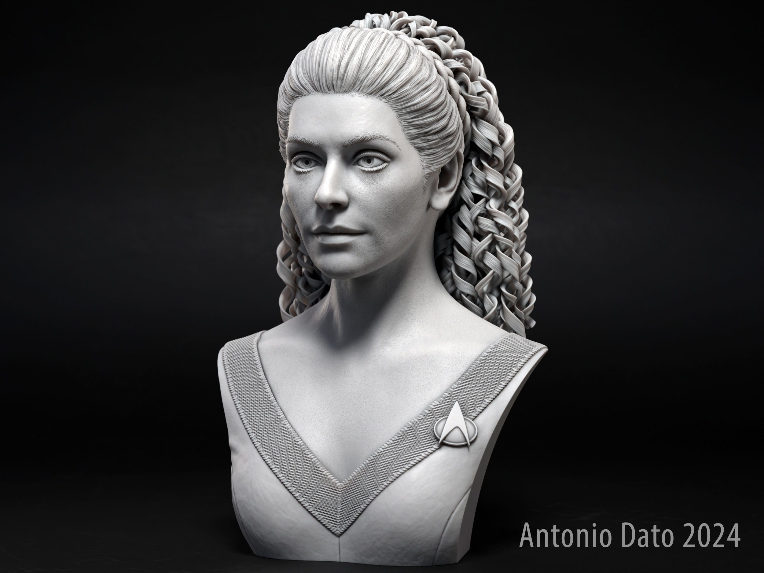 Marina Sirtis as Deanna Troi Bust Printable 3D Model 3D print model_8