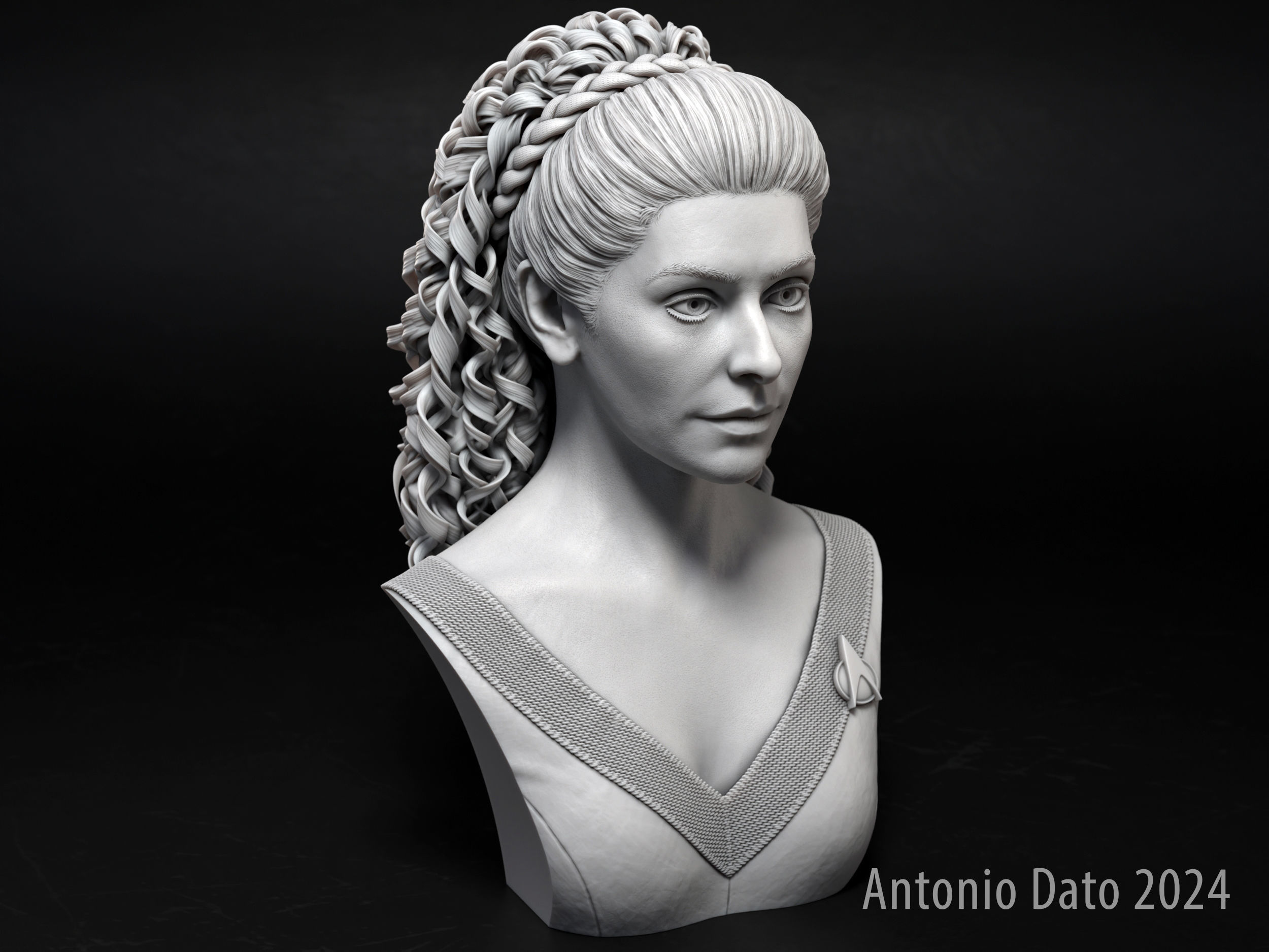 Marina Sirtis as Deanna Troi Bust Printable 3D Model 3D print model_11