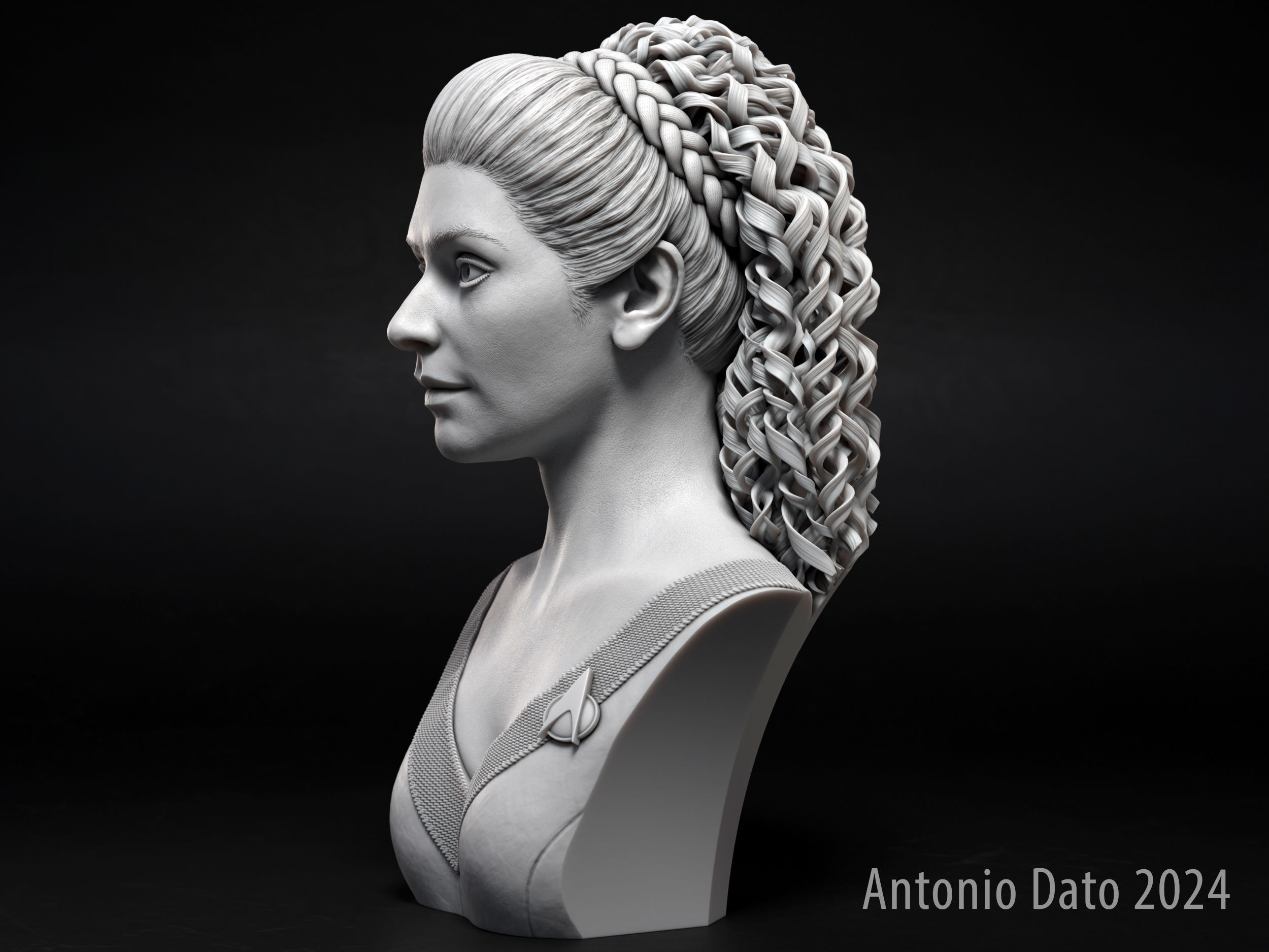Marina Sirtis as Deanna Troi Bust Printable 3D Model 3D print model_10