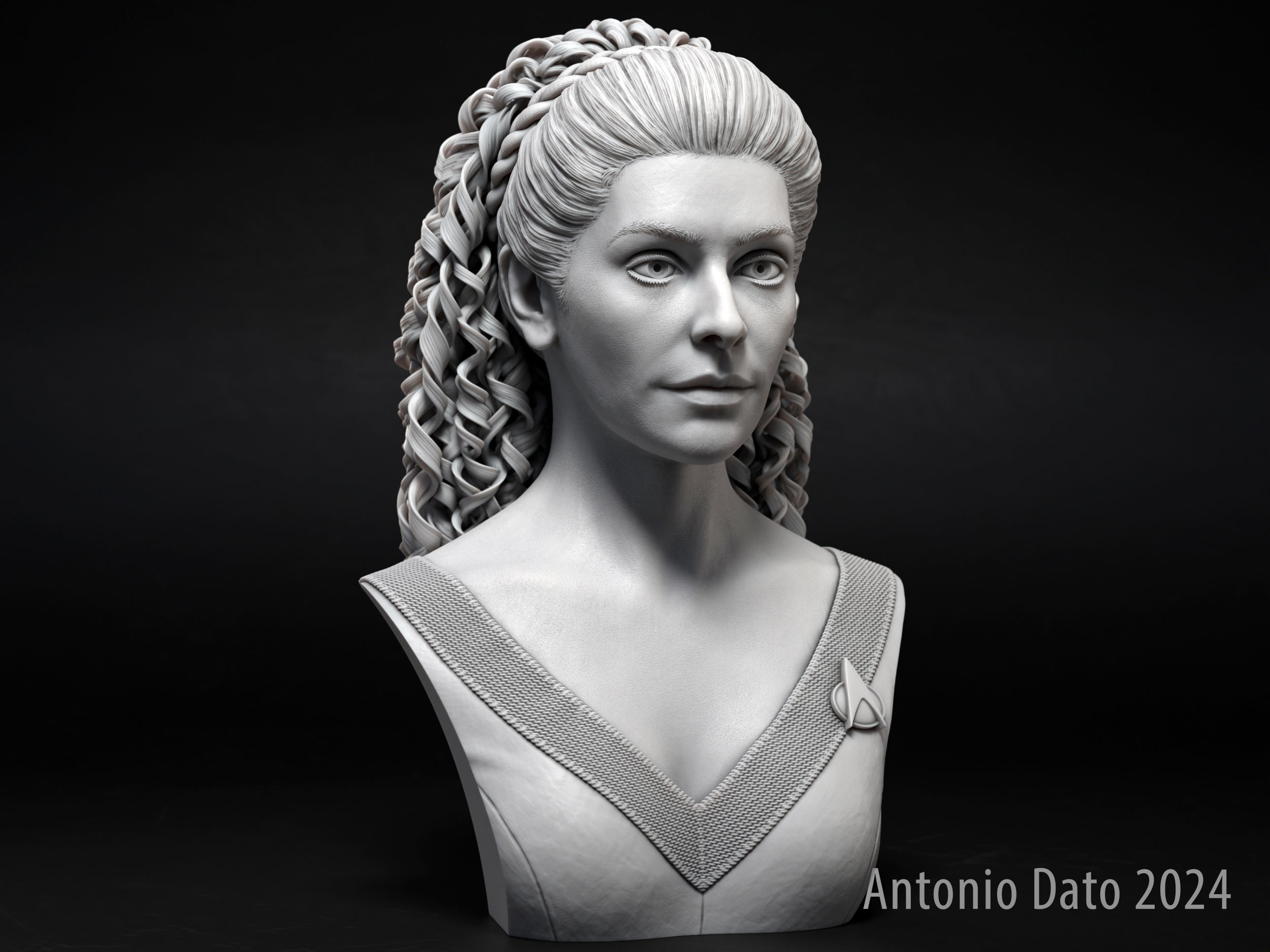 Marina Sirtis as Deanna Troi Bust Printable 3D Model 3D print model_7
