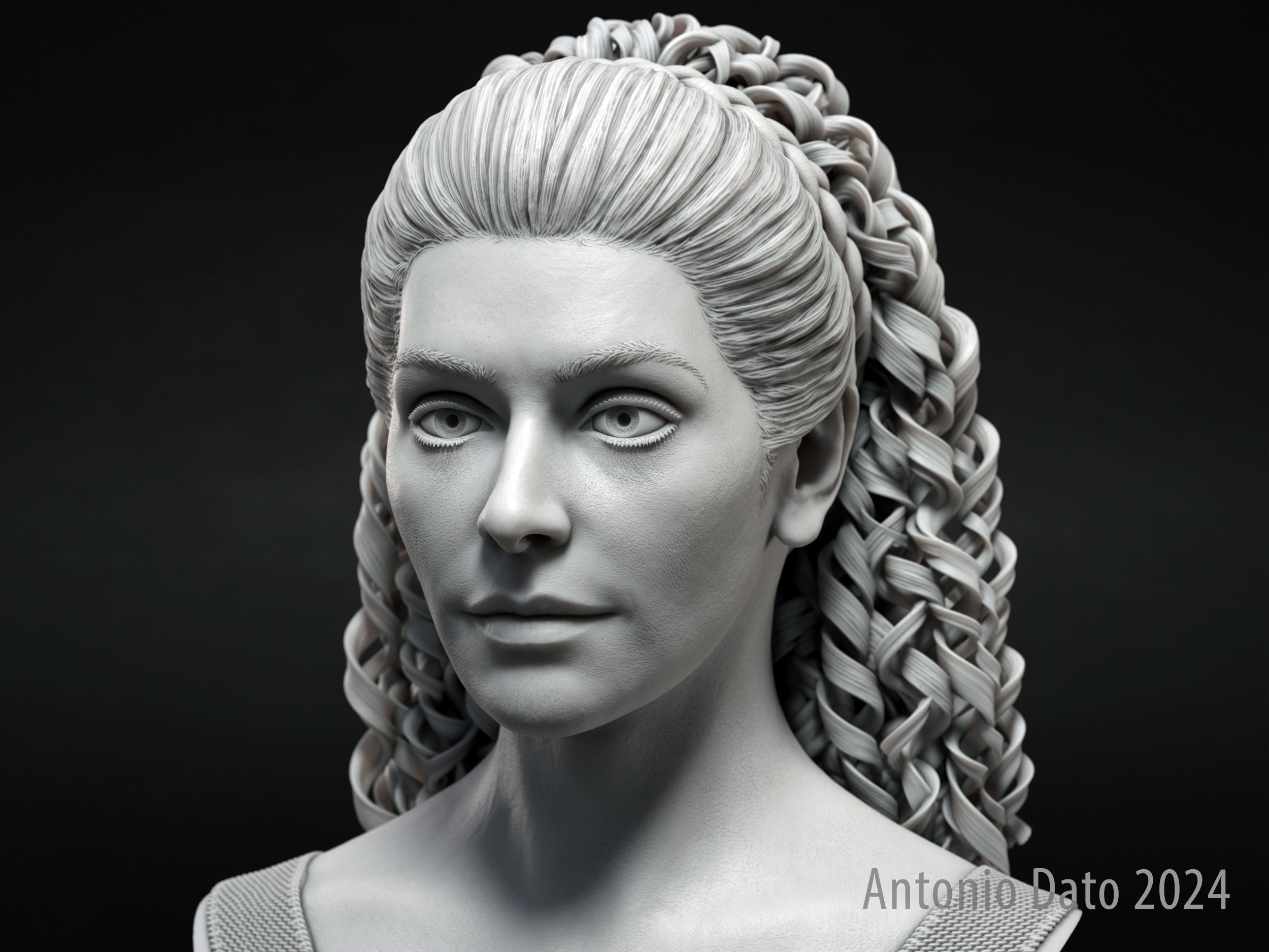 Marina Sirtis as Deanna Troi Bust Printable 3D Model 3D print model_2