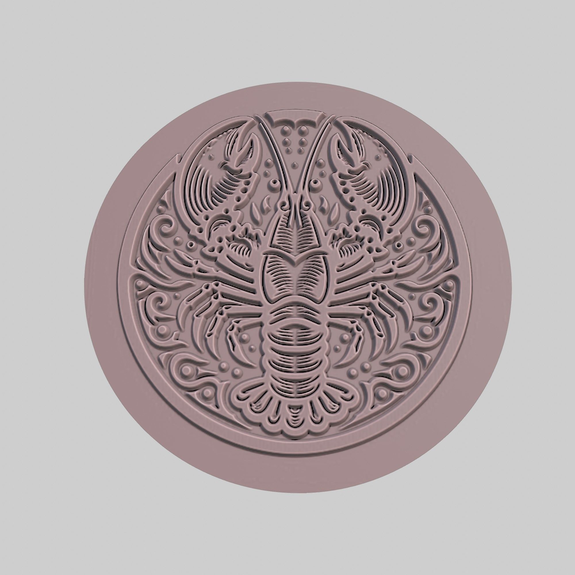 Lobster Animal Medallion Lobster Print Model 3D print model_2