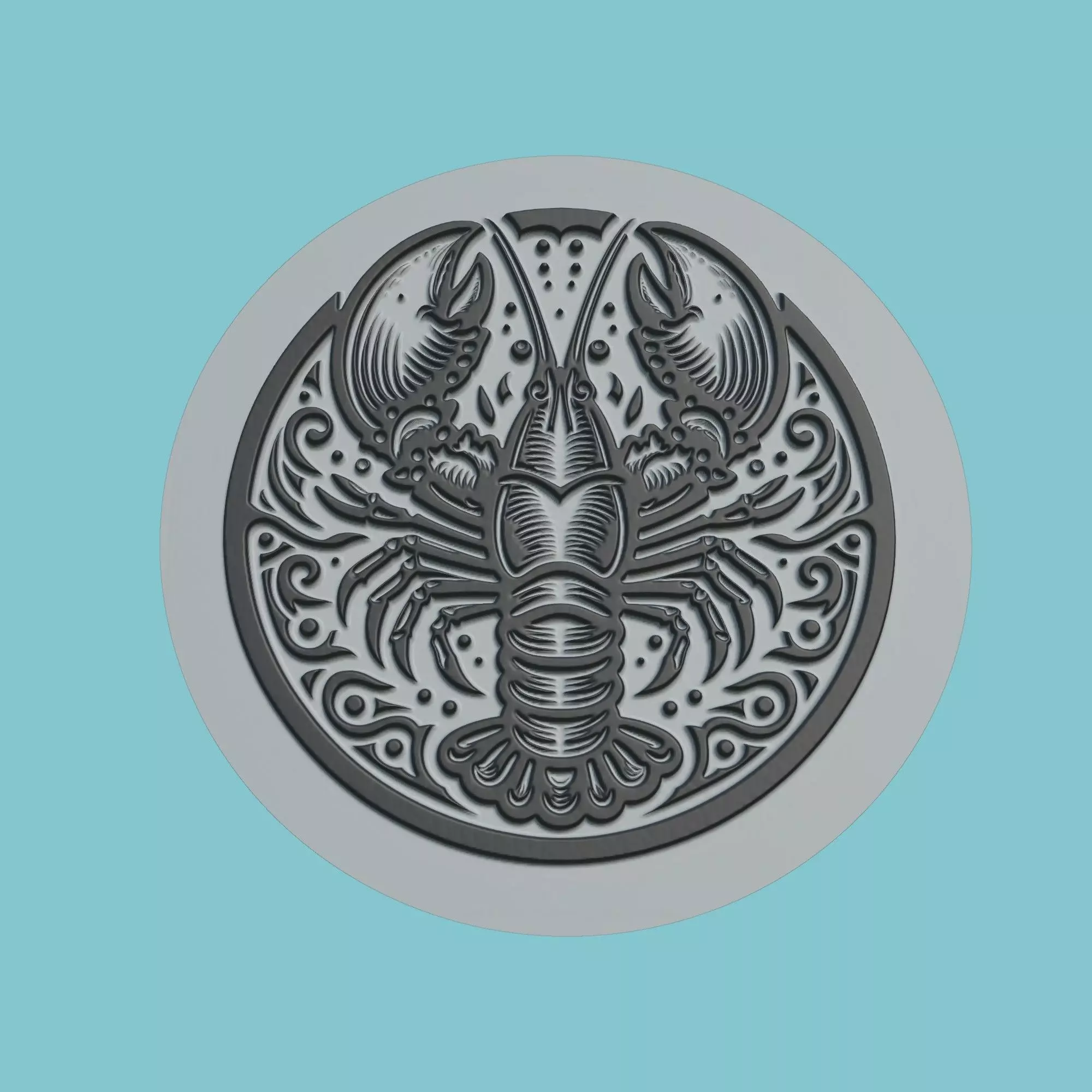 Lobster Animal Medallion Lobster Print Model 3D print model_0