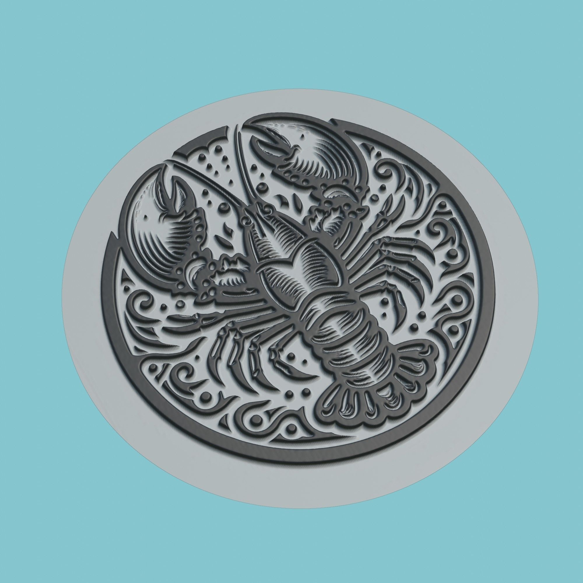 Lobster Animal Medallion Lobster Print Model 3D print model_1