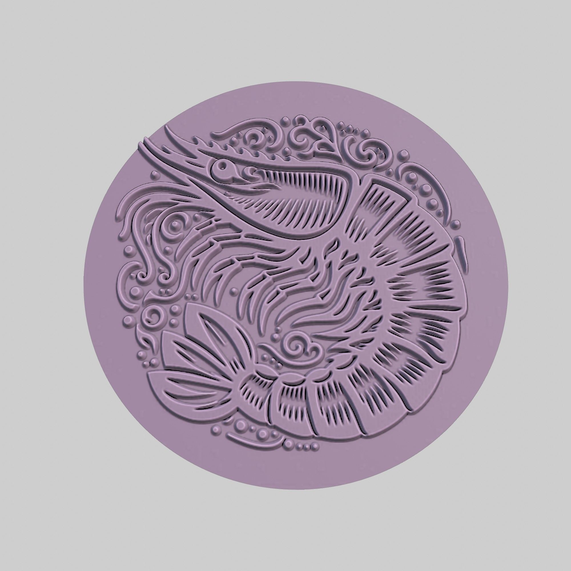 Shrimp Animal Medallion Shrimp Print Model 3D print model_2