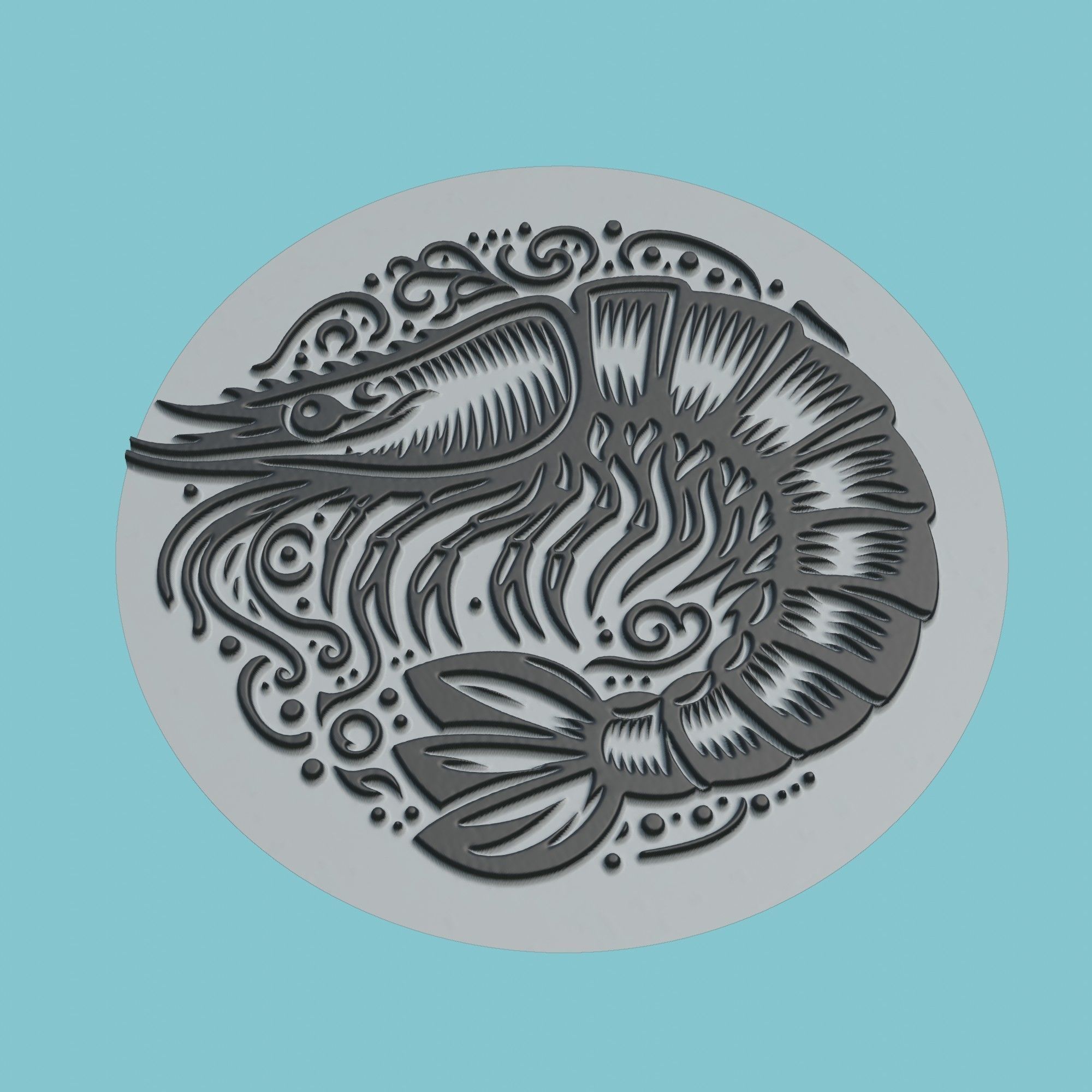 Shrimp Animal Medallion Shrimp Print Model 3D print model_1