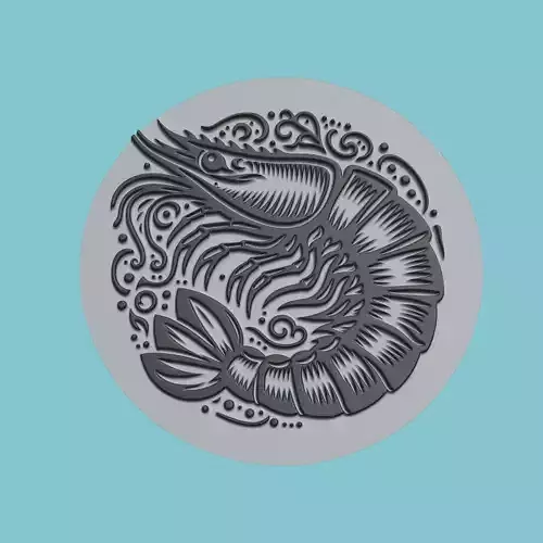 Shrimp Animal Medallion Shrimp Print Model
