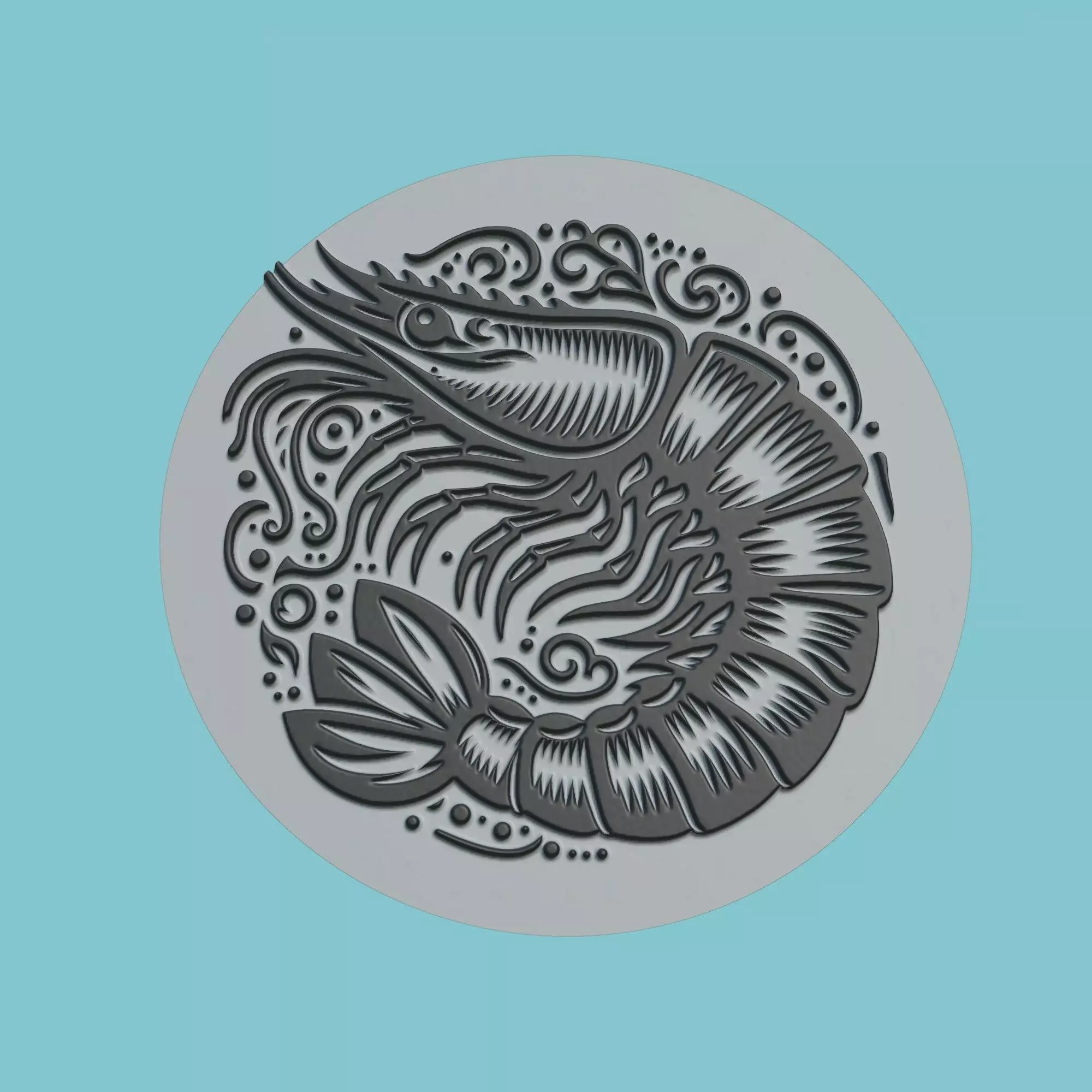 Shrimp Animal Medallion Shrimp Print Model 3D print model_0