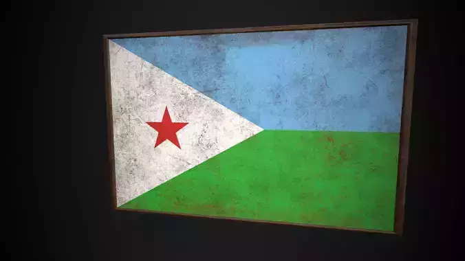 Old Picture Frame With Dijibouti Flag - Game Ready PBR