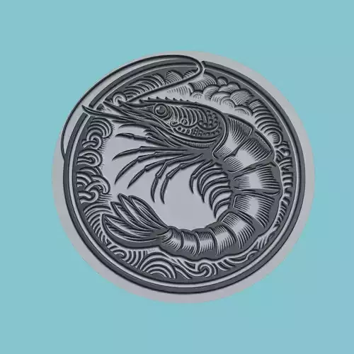 Shrimp Animal Medallion Shrimp Print Model