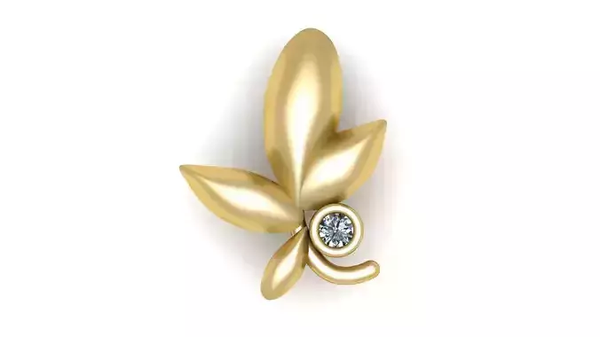 Olive Leaf Pendant with Diamond 3D print model