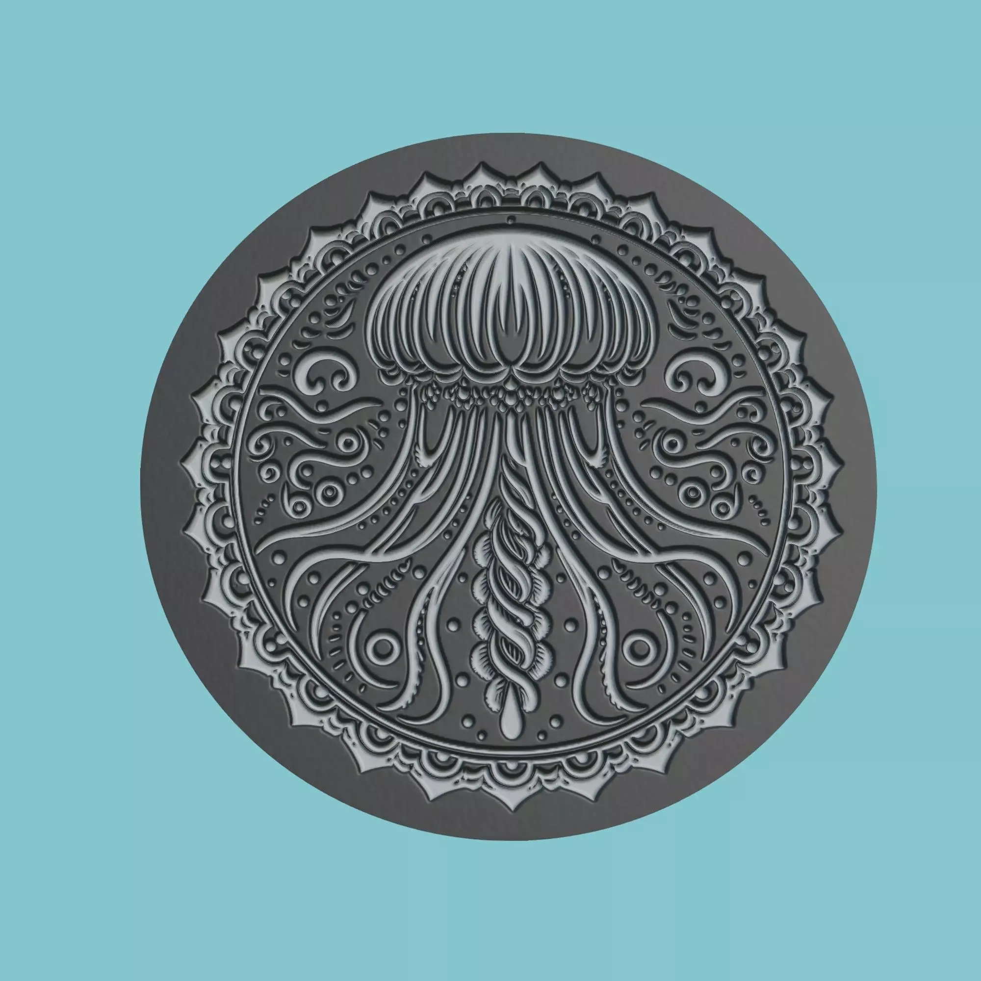 Jellyfish Animal Medallion Jellyfish Print Model 3D print model