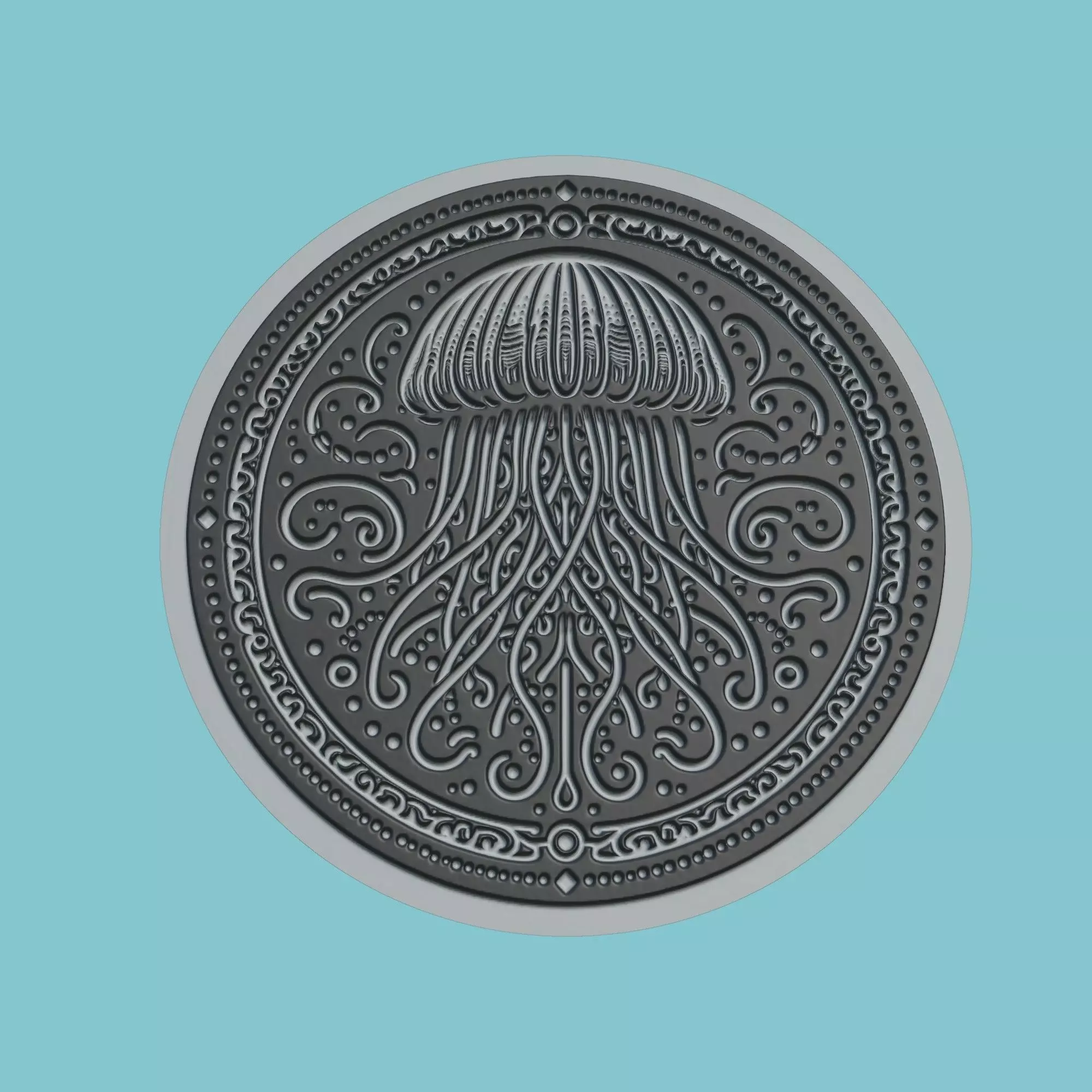 Jellyfish Animal Medallion Jellyfish Print Model 3D print model