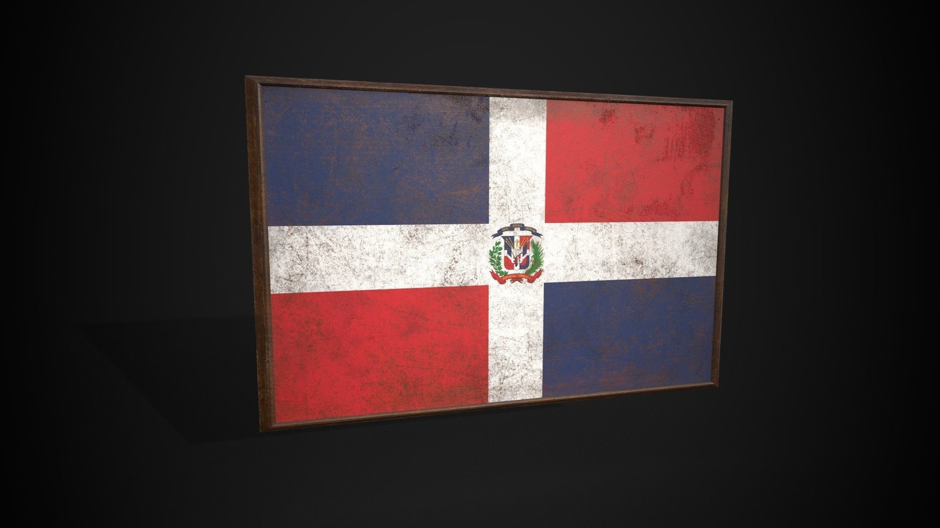 Old Picture Frame With Dominican Republic Flag - Game Ready PBR Low-poly 3D model_2
